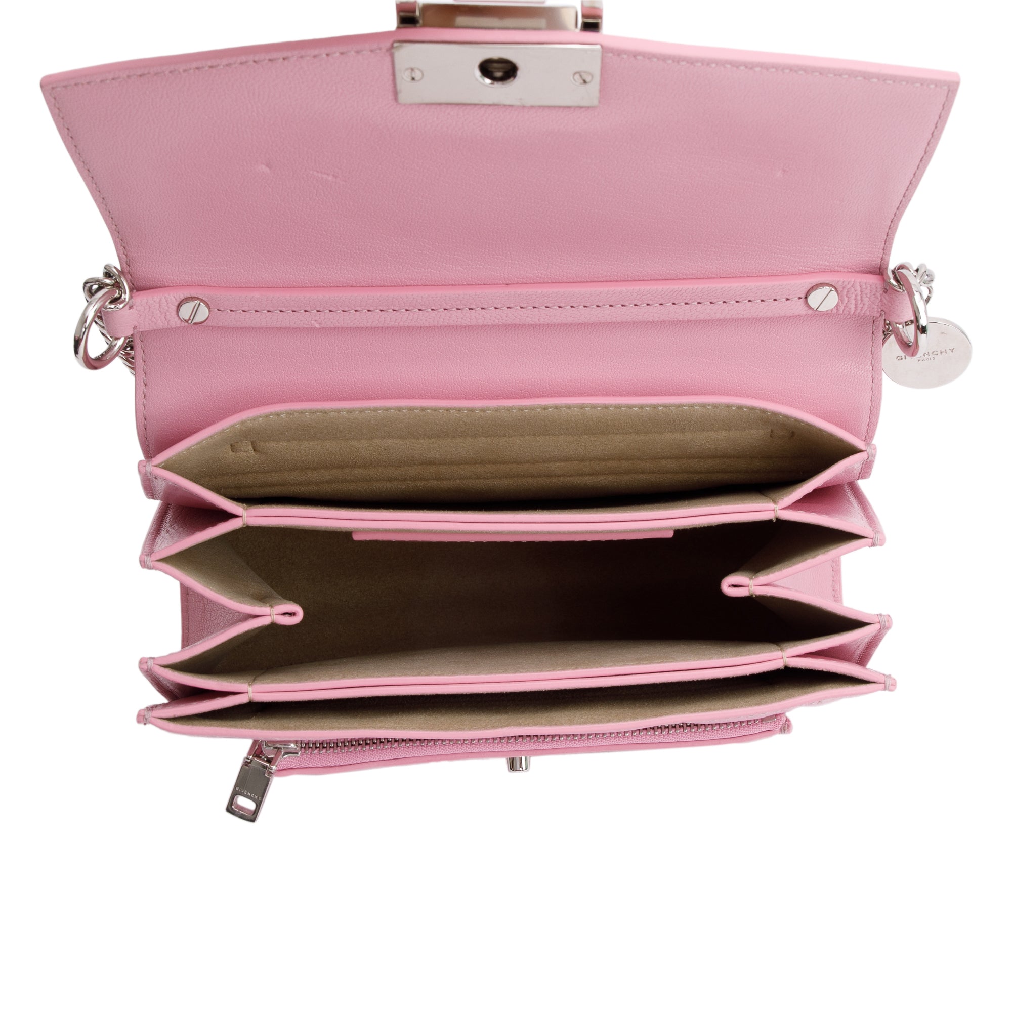 Givenchy Pink Quilted Calfskin Leather Small GV3 Crossbody Bag w/ Strap