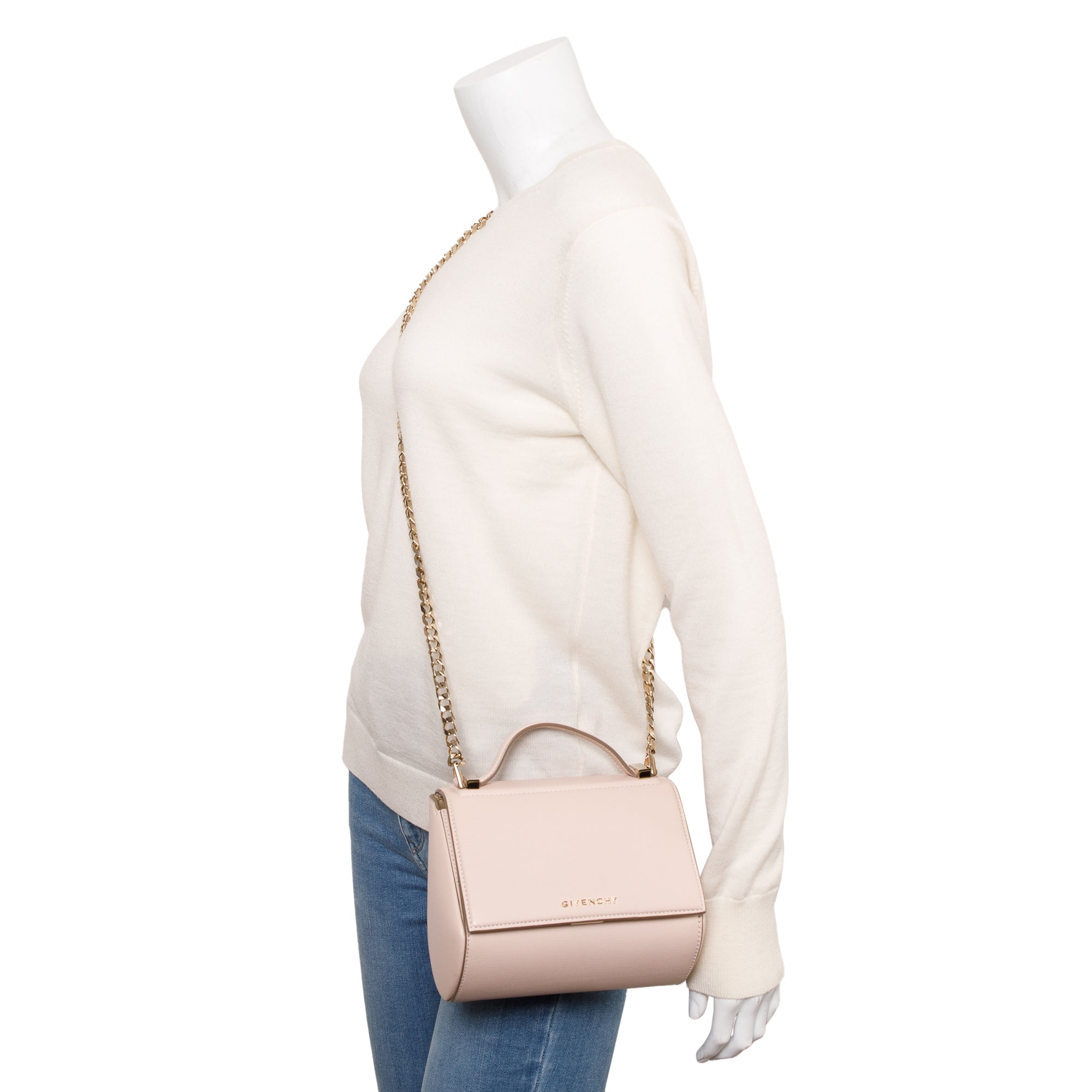 Givenchy Pink Textured Calfskin Mini Pandora Box Chain Bag