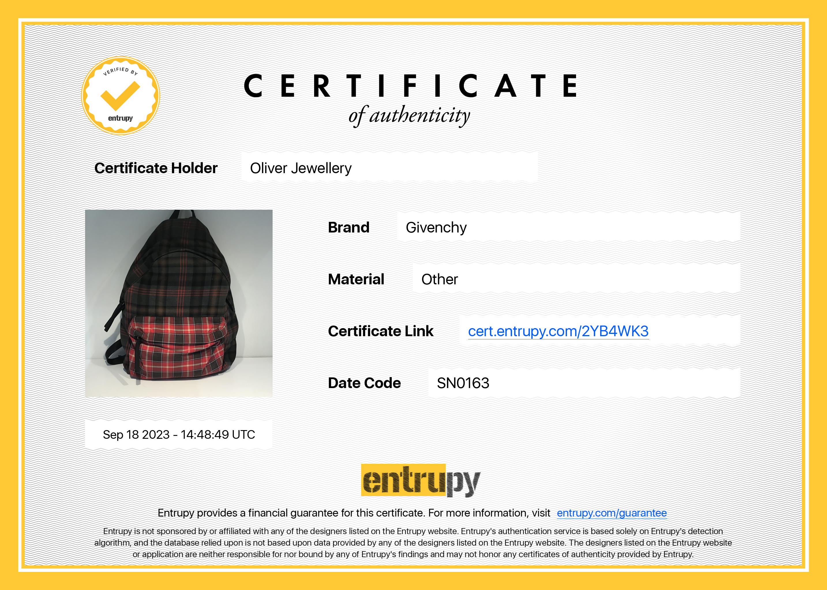 Givenchy Plaid Backpack