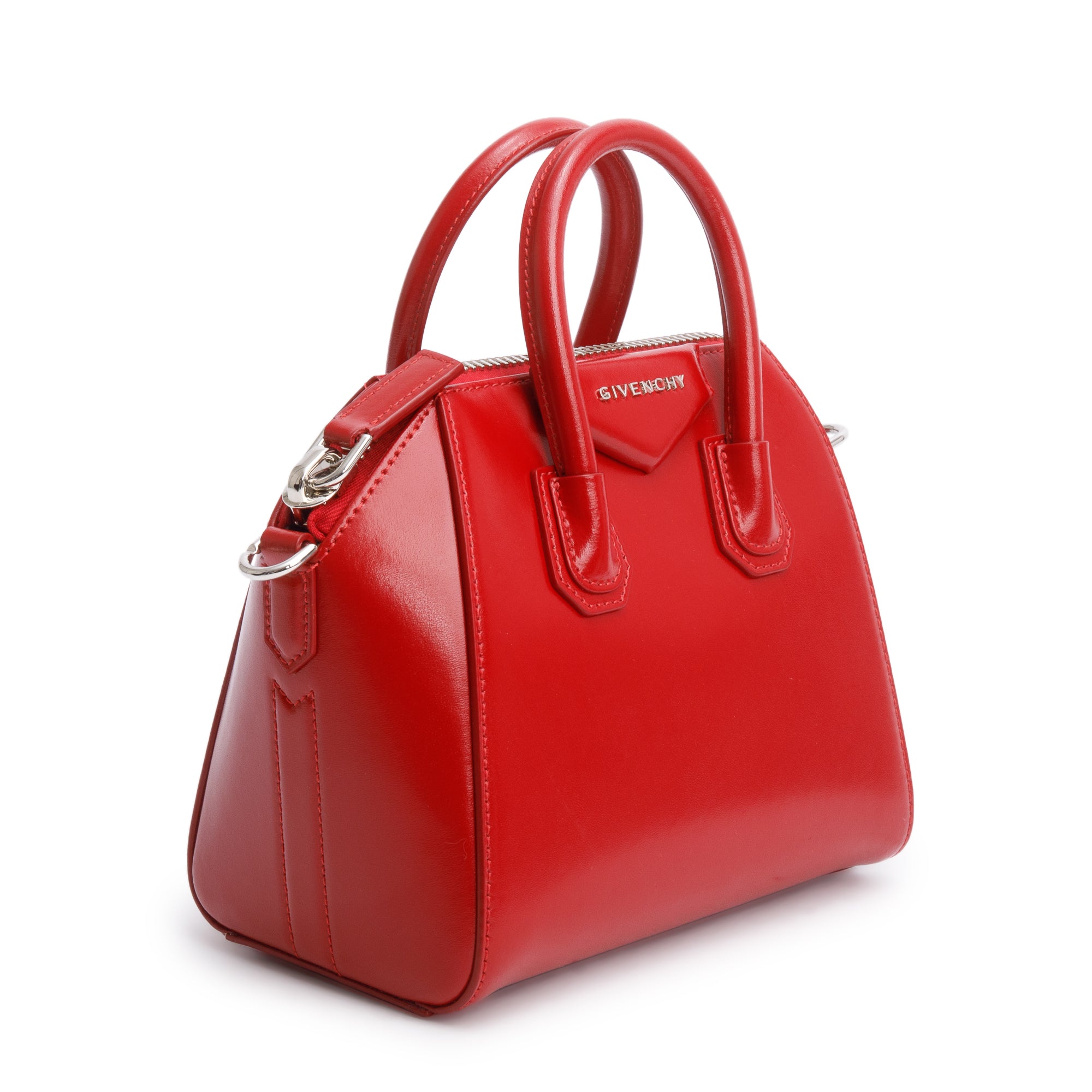 Givenchy Red Box Leather Mini Antigona Bag w/ Strap