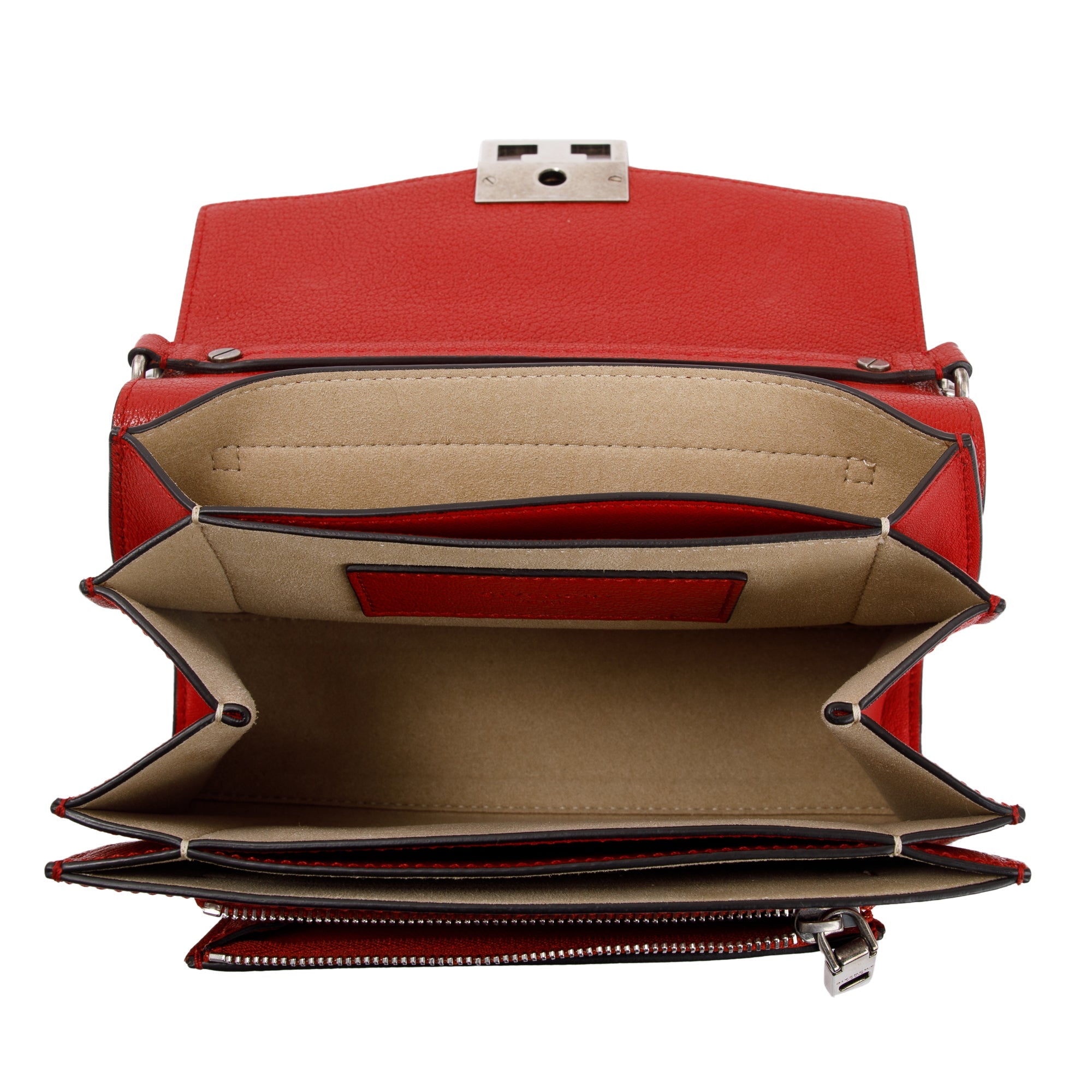 Givenchy Red Calfskin Leather Small GV3 Crossbody Bag w/ Strap