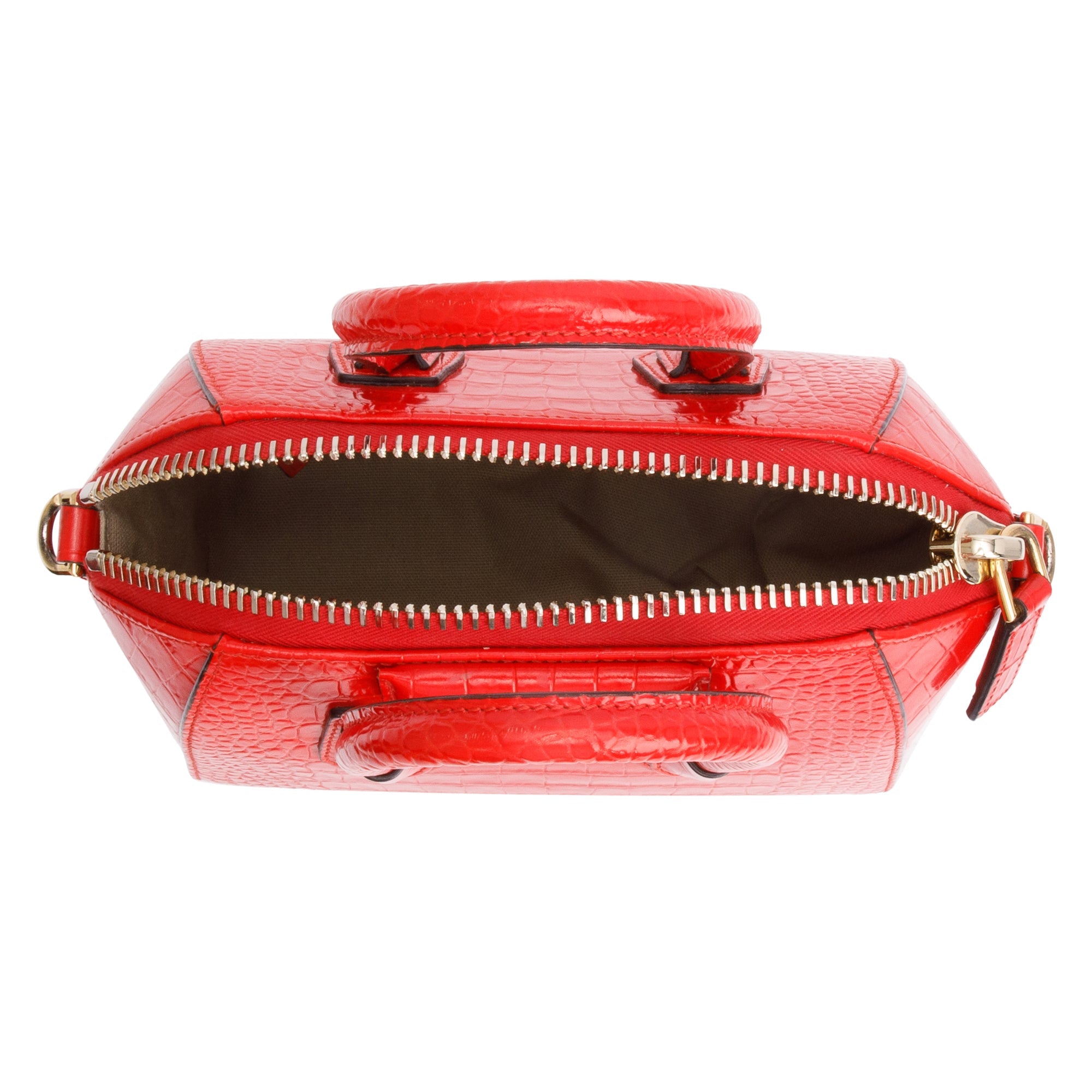 Givenchy Red Croc Embossed Leather Mini Antigona Bag w/ Strap