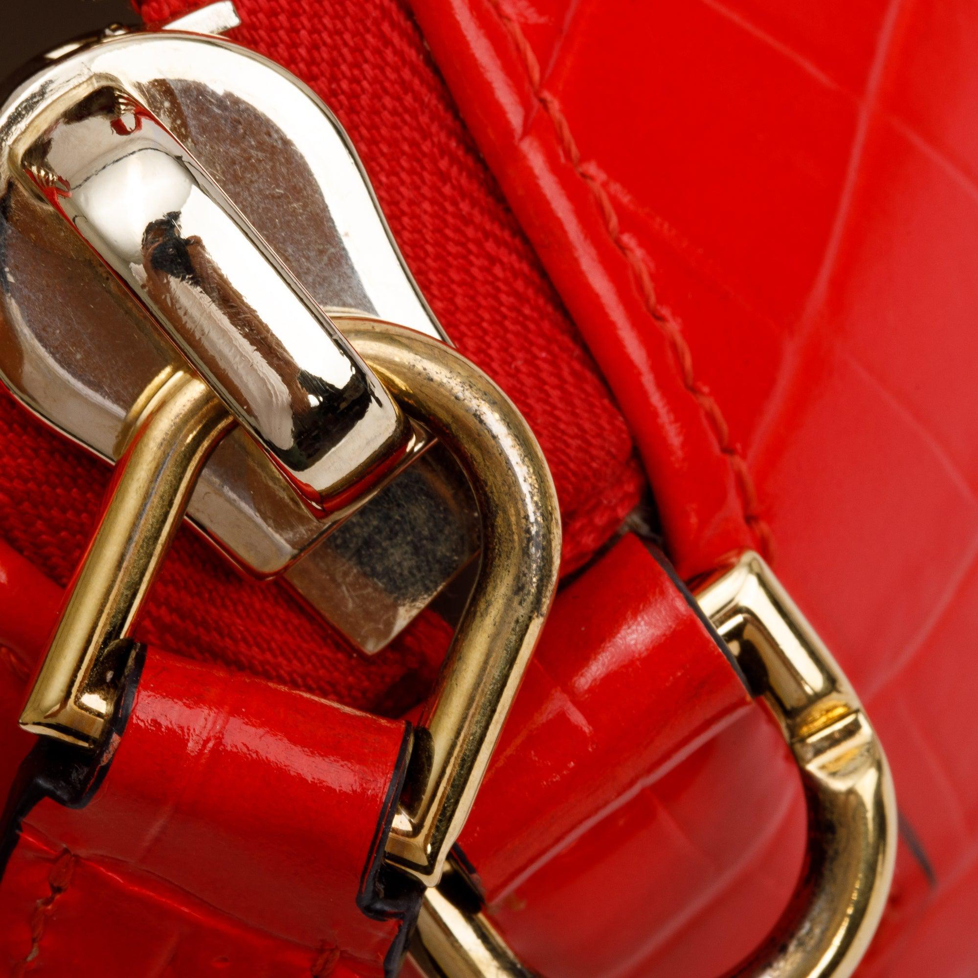 Givenchy Red Croc Embossed Leather Mini Antigona Bag w/ Strap
