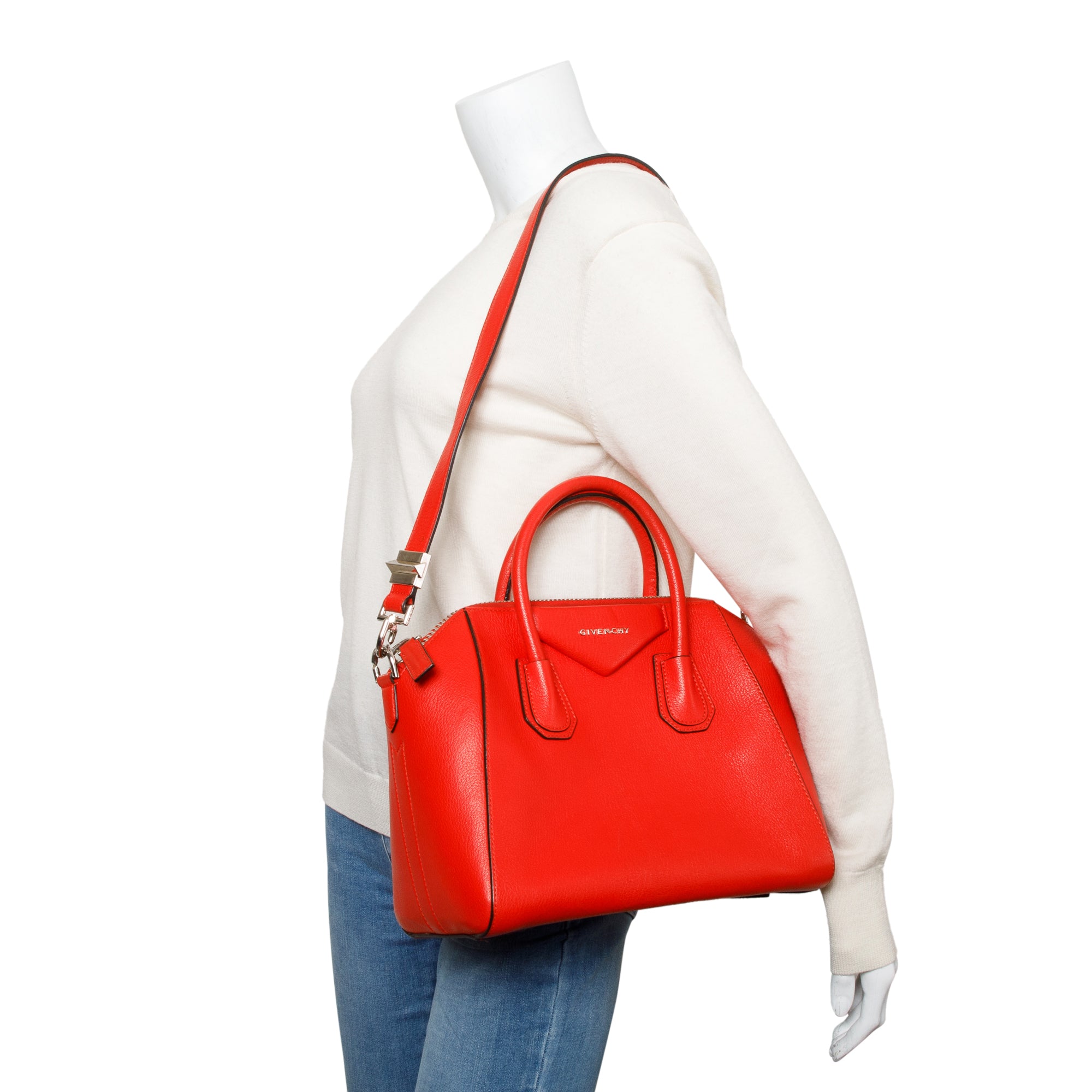 Givenchy Red Grained Leather Small Antigona Bag