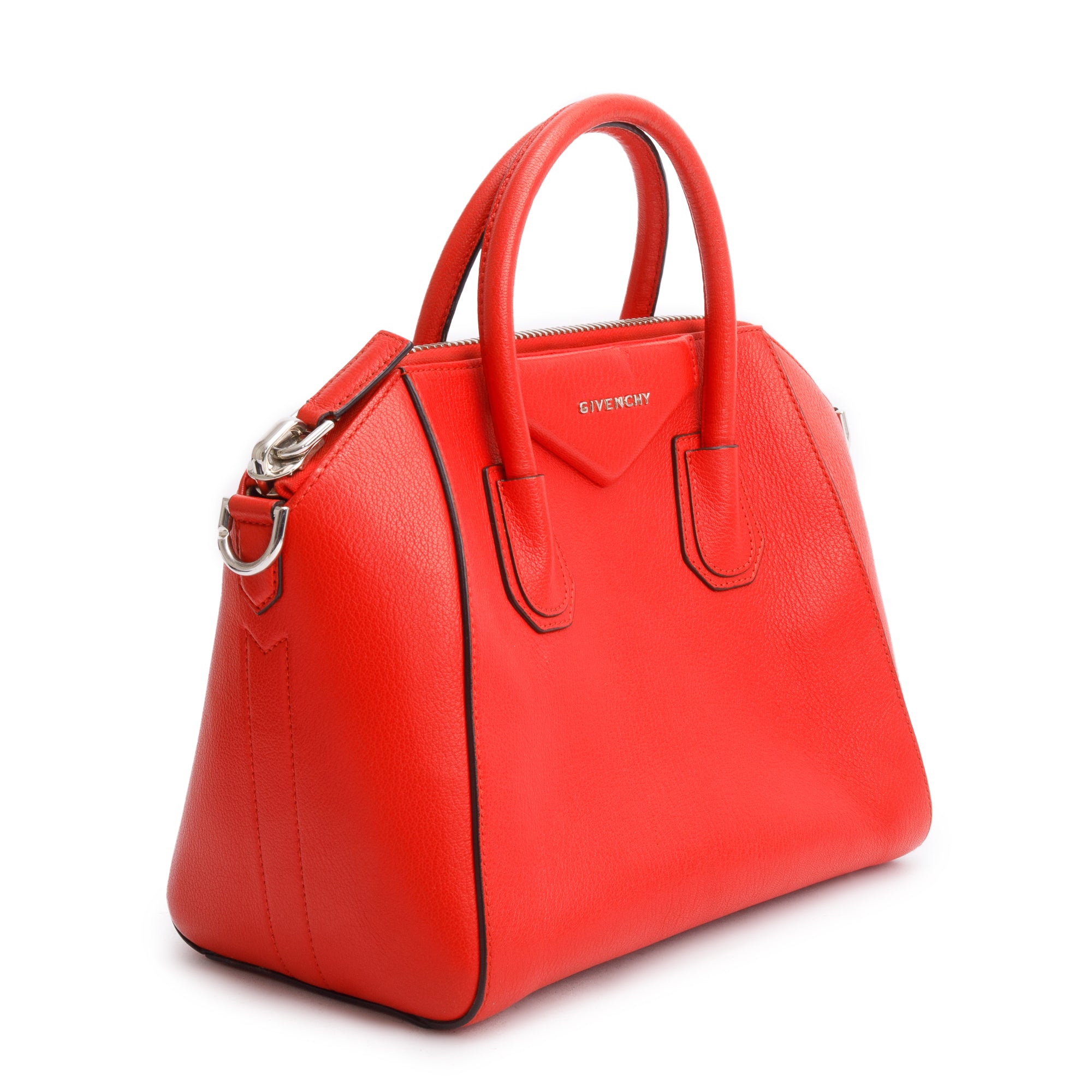 Givenchy Red Grained Leather Small Antigona Bag
