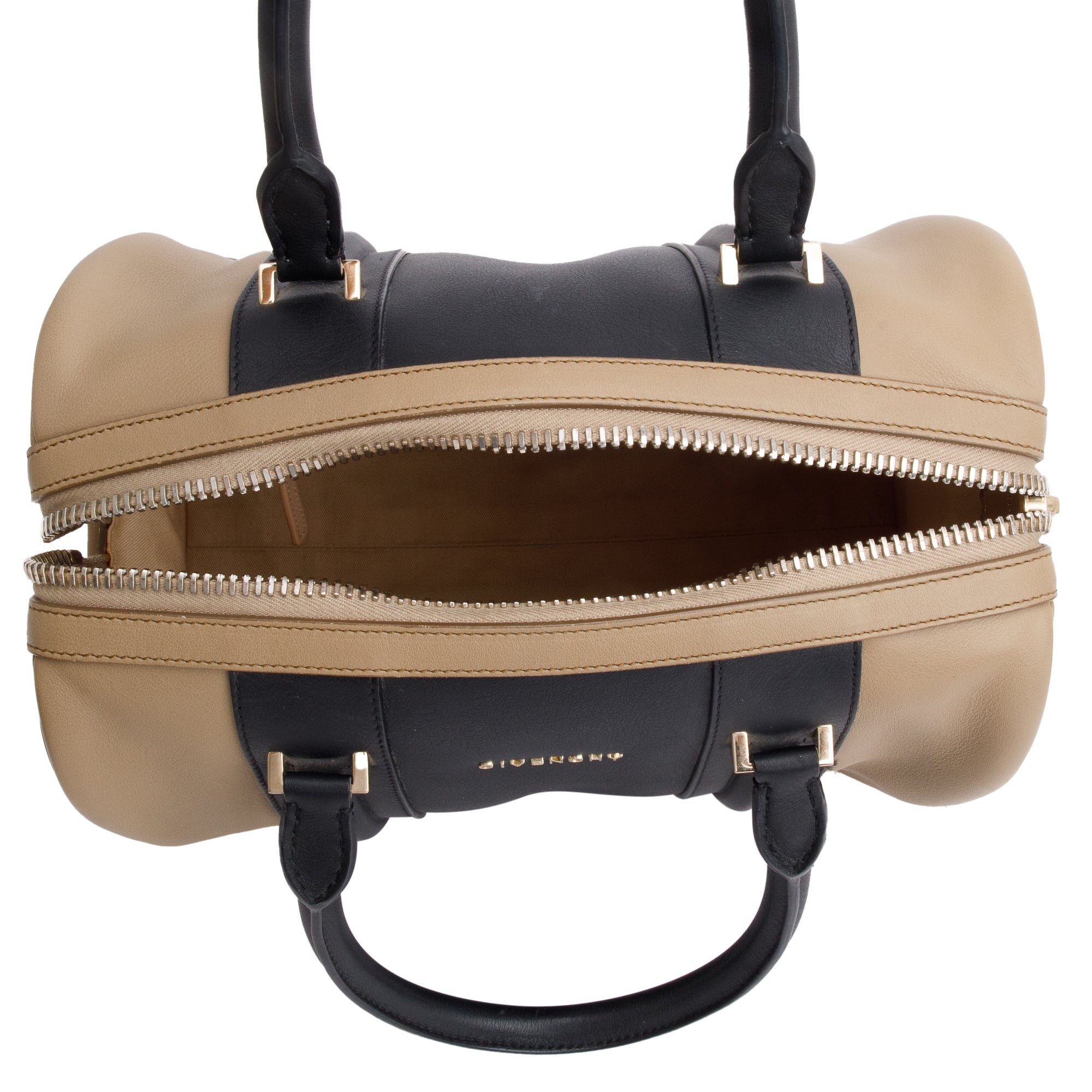 Givenchy Taupe/Black Colorblock Leather Lucrezia Top Handle Bag w/ Strap