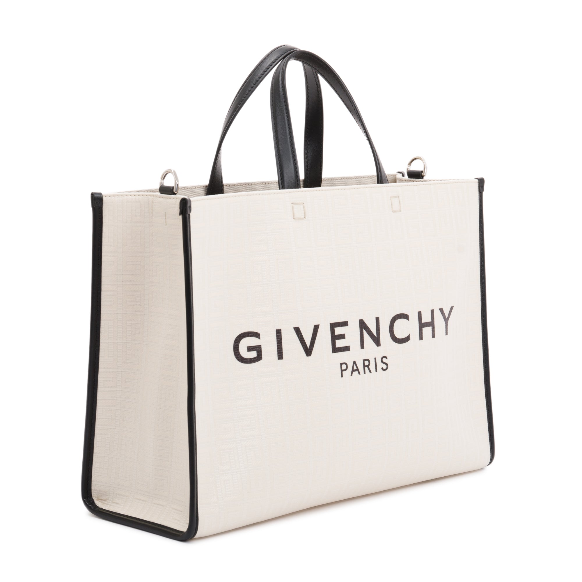 Givenchy White 4G Coated Canvas Medium G Shopping Tote w/ Strap