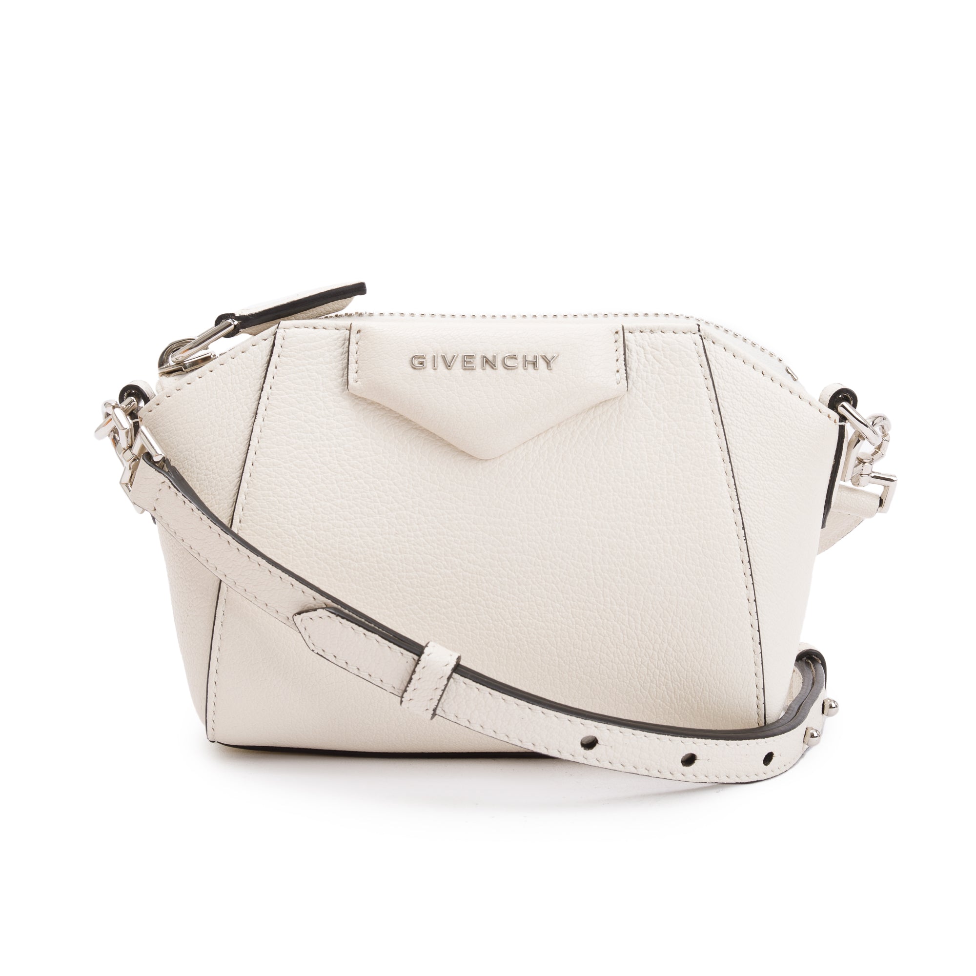 Givenchy White Sugar Goatskin Leather Nano Antigona Crossbody Bag
