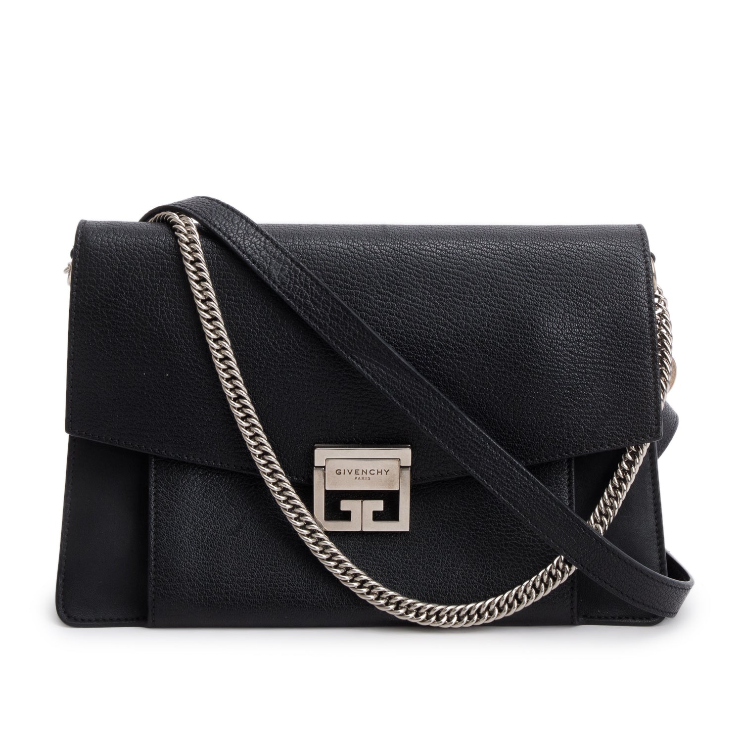 Givenchy Black Goatskin Medium GV3 Shoulder Bag w/ Strap