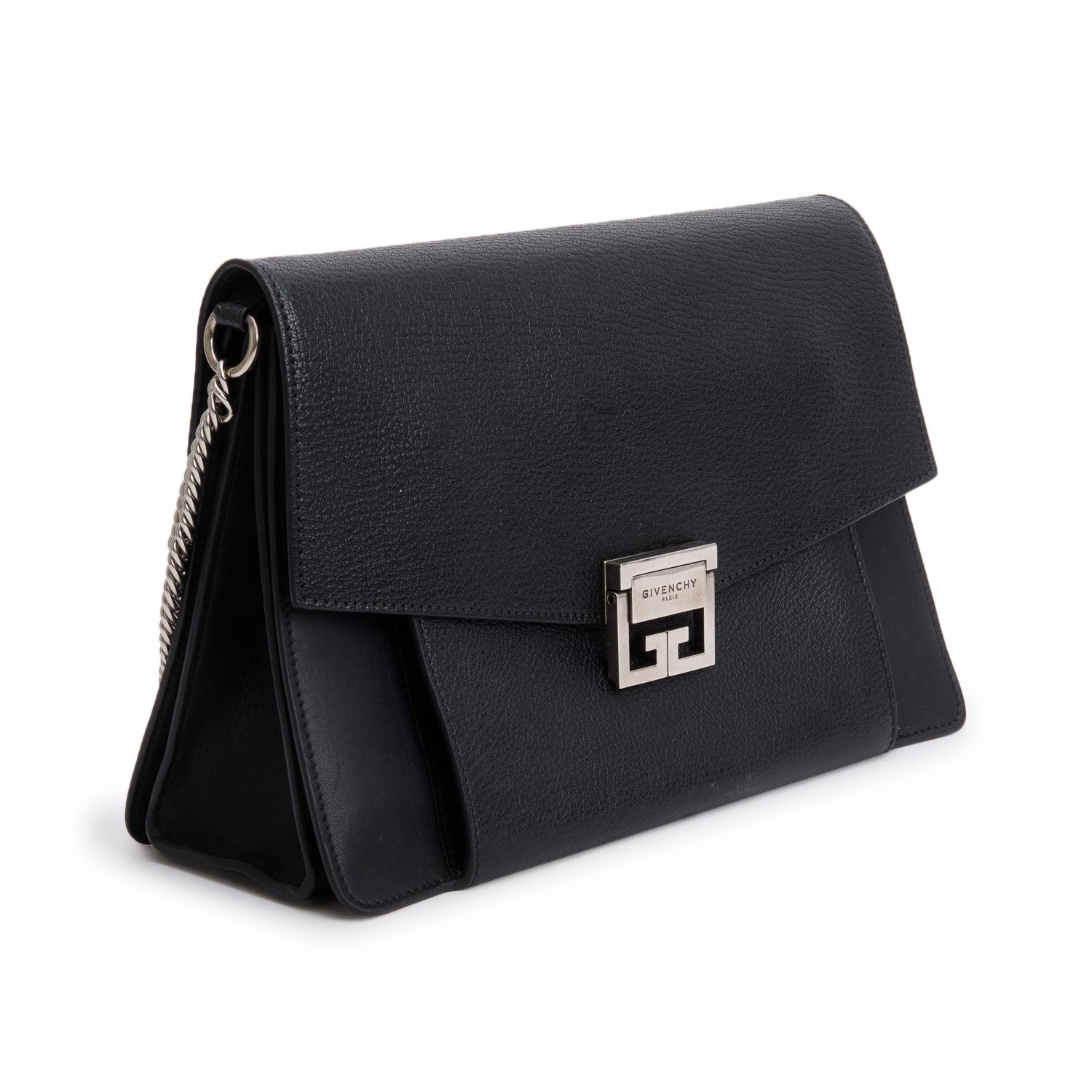 Givenchy Black Goatskin Medium GV3 Shoulder Bag w/ Strap