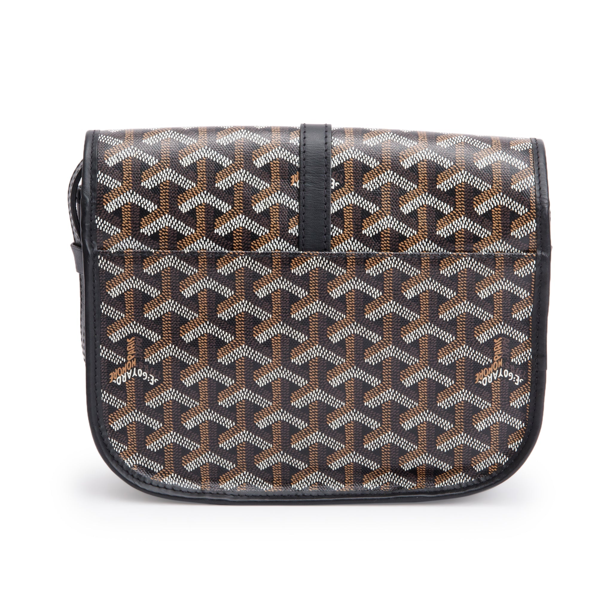 Goyard 2021 Black Leather & Monogram Canvas Belvedere II PM Crossbody Bag