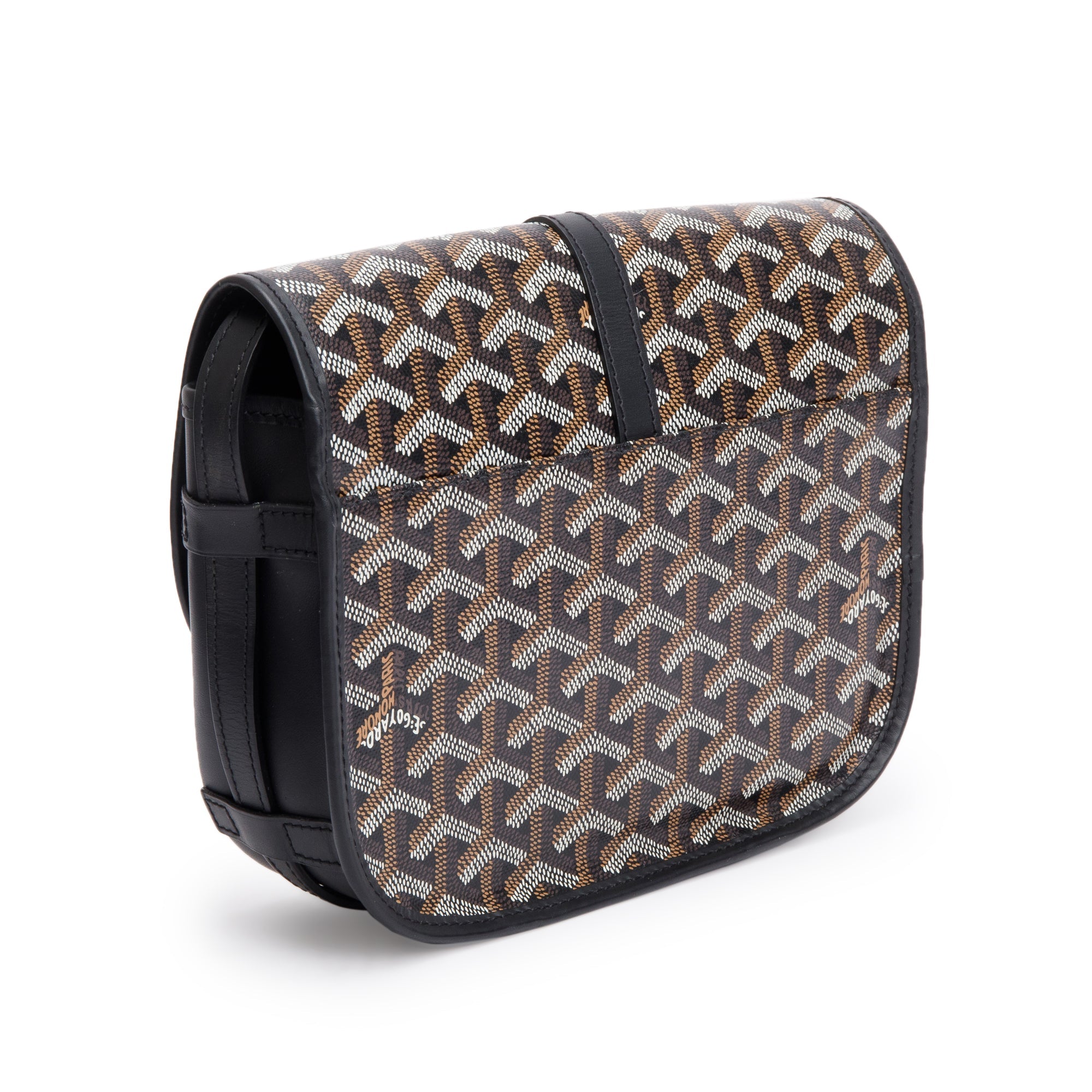 Goyard 2021 Black Leather & Monogram Canvas Belvedere II PM Crossbody Bag