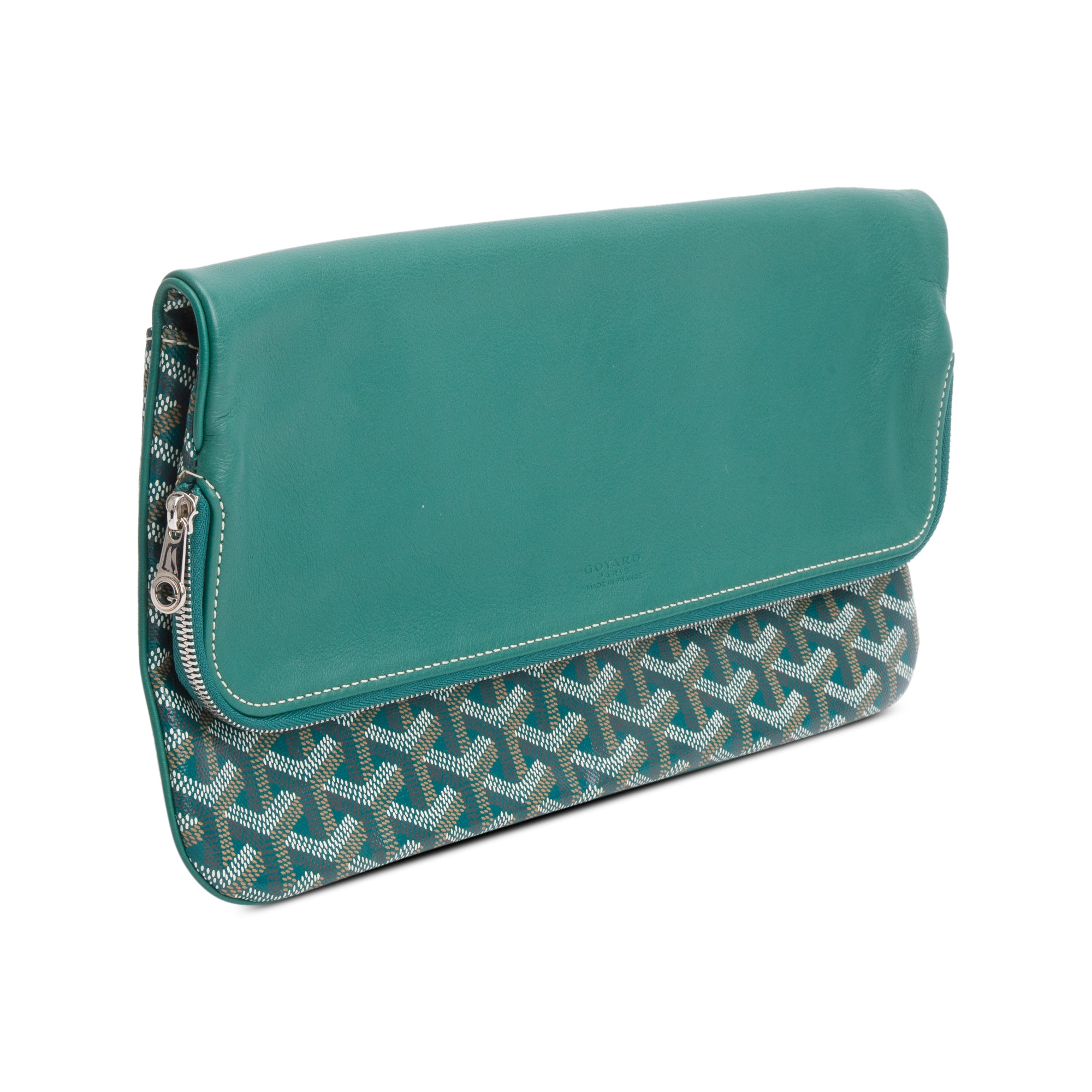Goyard 2021 Green Leather & Goyaradine Canvas Sainte-Marie Foldable Clutch