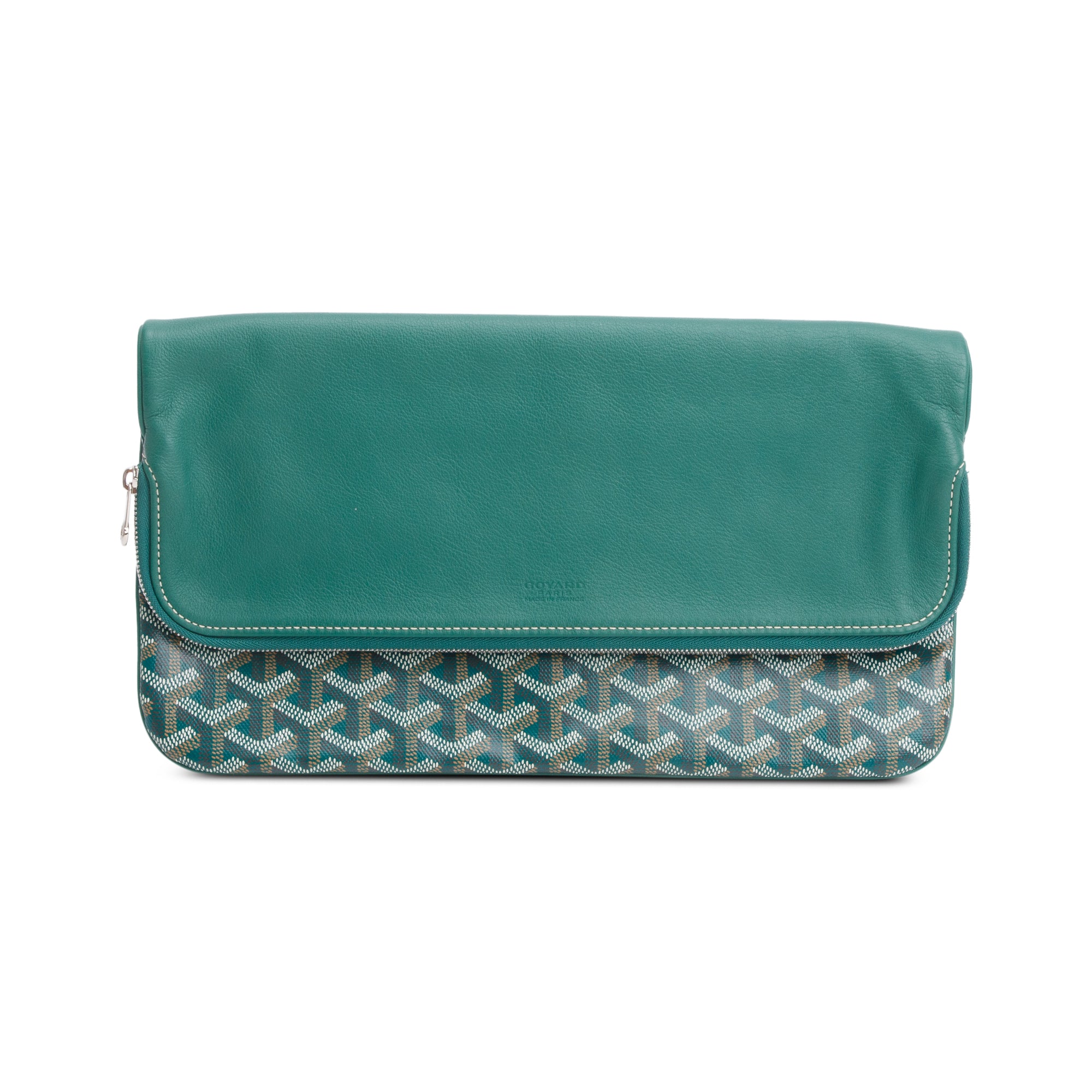 Goyard 2021 Green Leather & Goyaradine Canvas Sainte-Marie Foldable Clutch