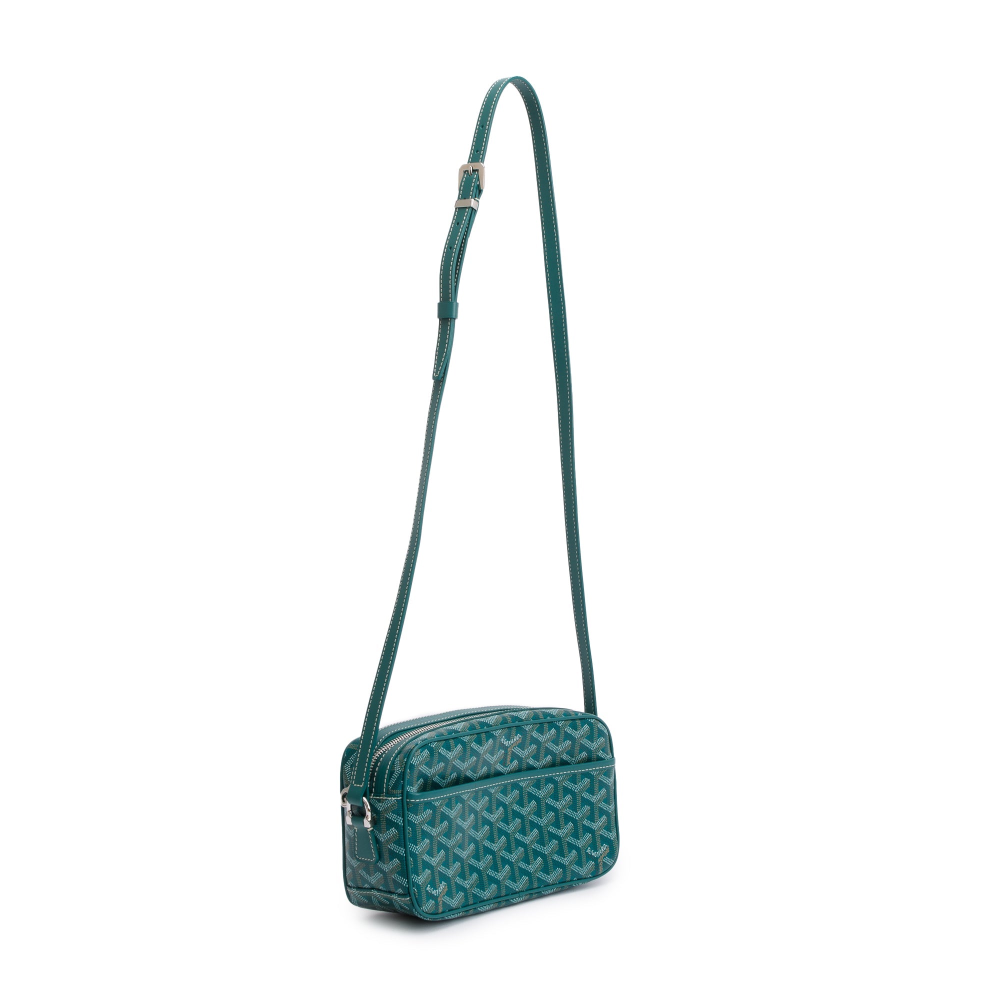 Goyard 2021 Green Leather & Monogram Canvas Sac Cap Vert Crossbody Bag
