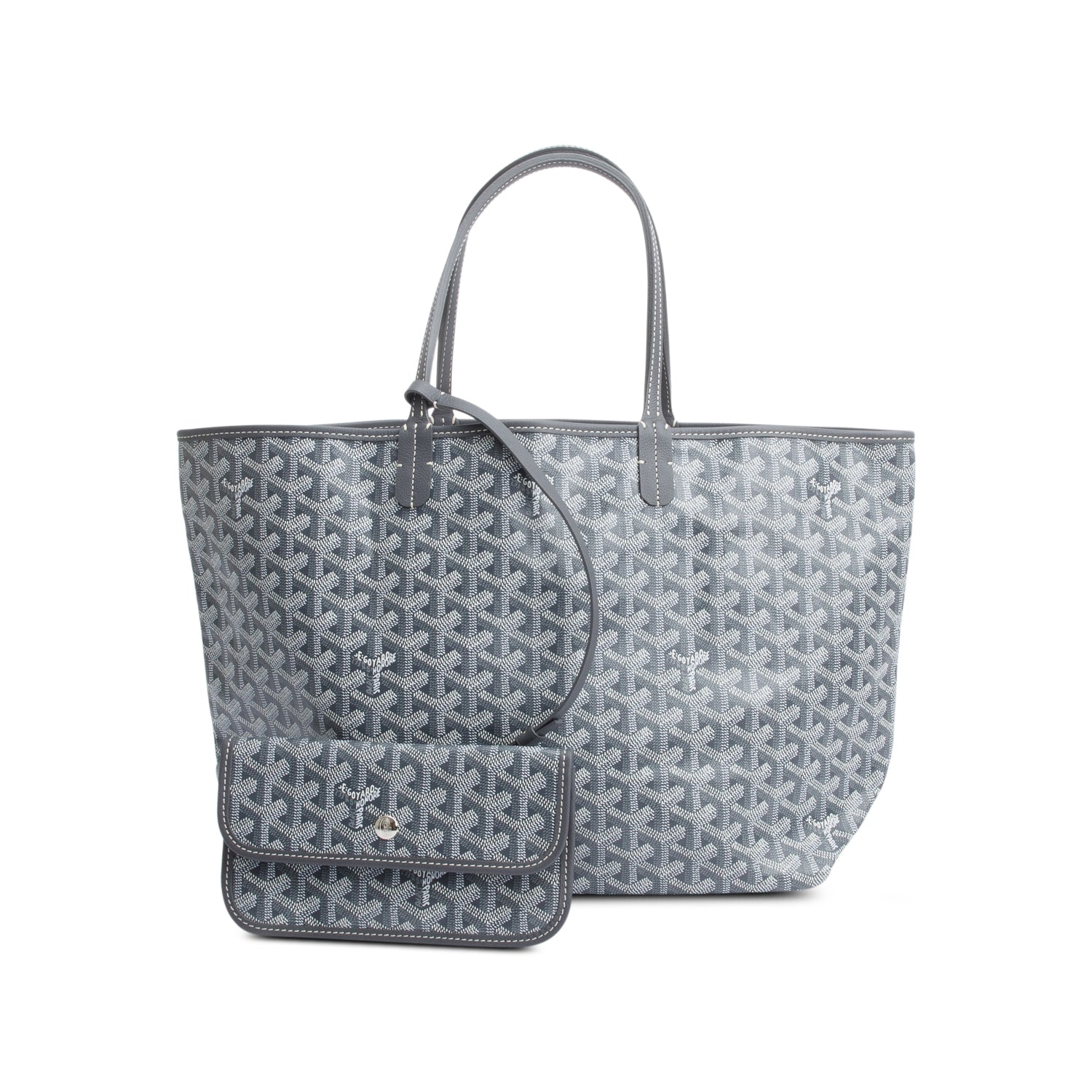 Goyard 2021 Grey Monogram Canvas Saint Louis Tote PM w/ Pouch