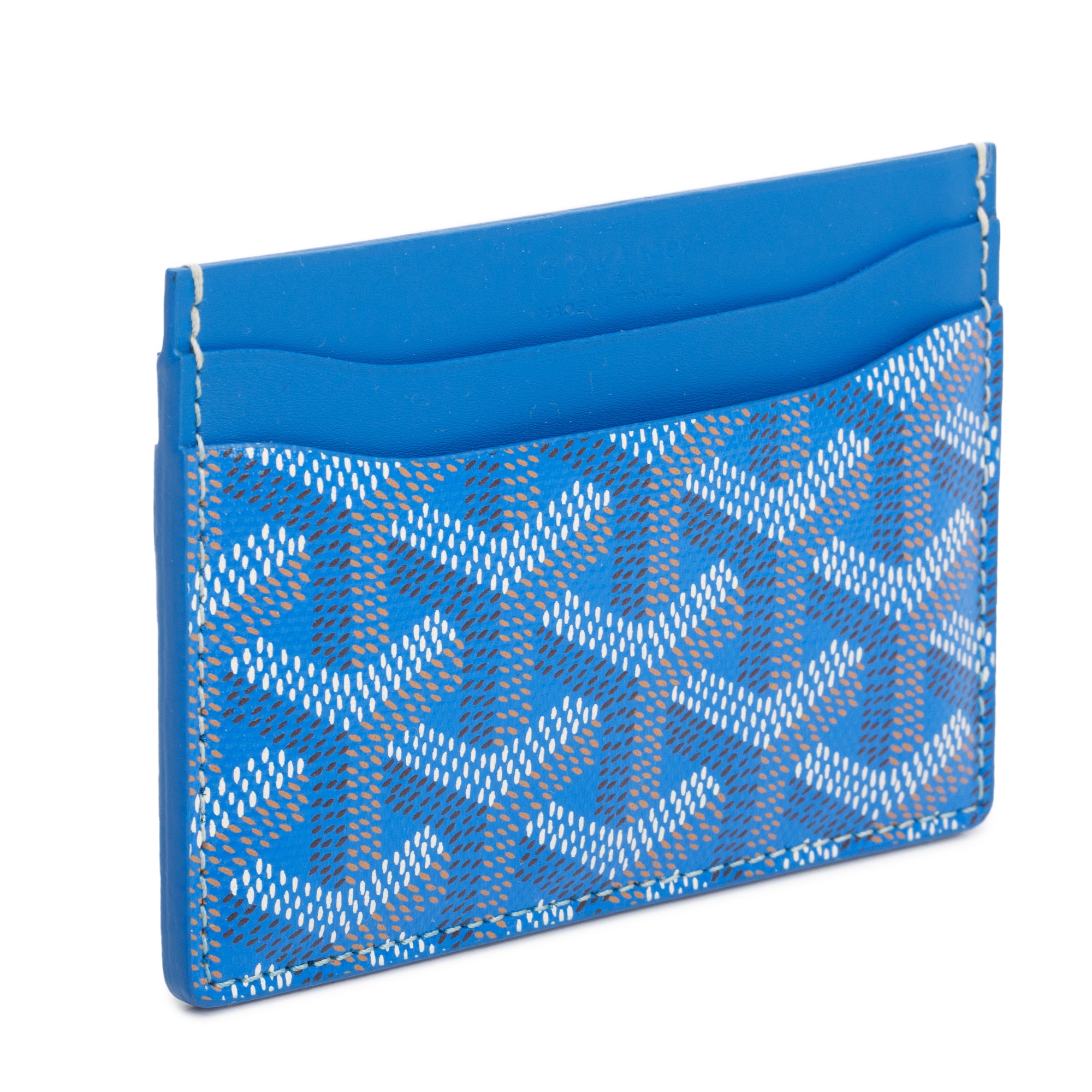 Goyard 2023 Blue Leather & Coated Canvas Saint Sulpice Card Holder w/ Box