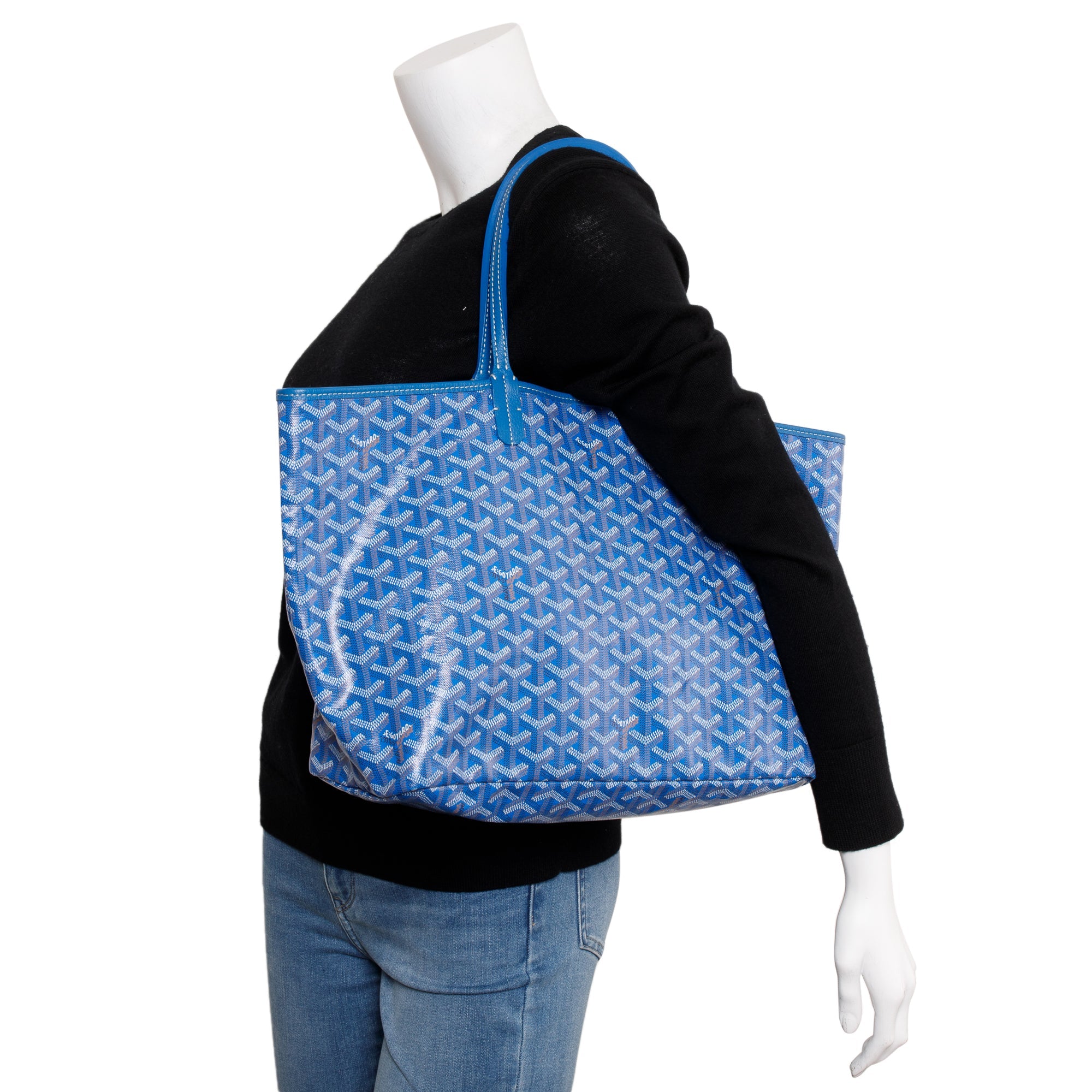 Goyard 2023 Blue Monogram Canvas Saint Louis Tote PM w/ Pouch