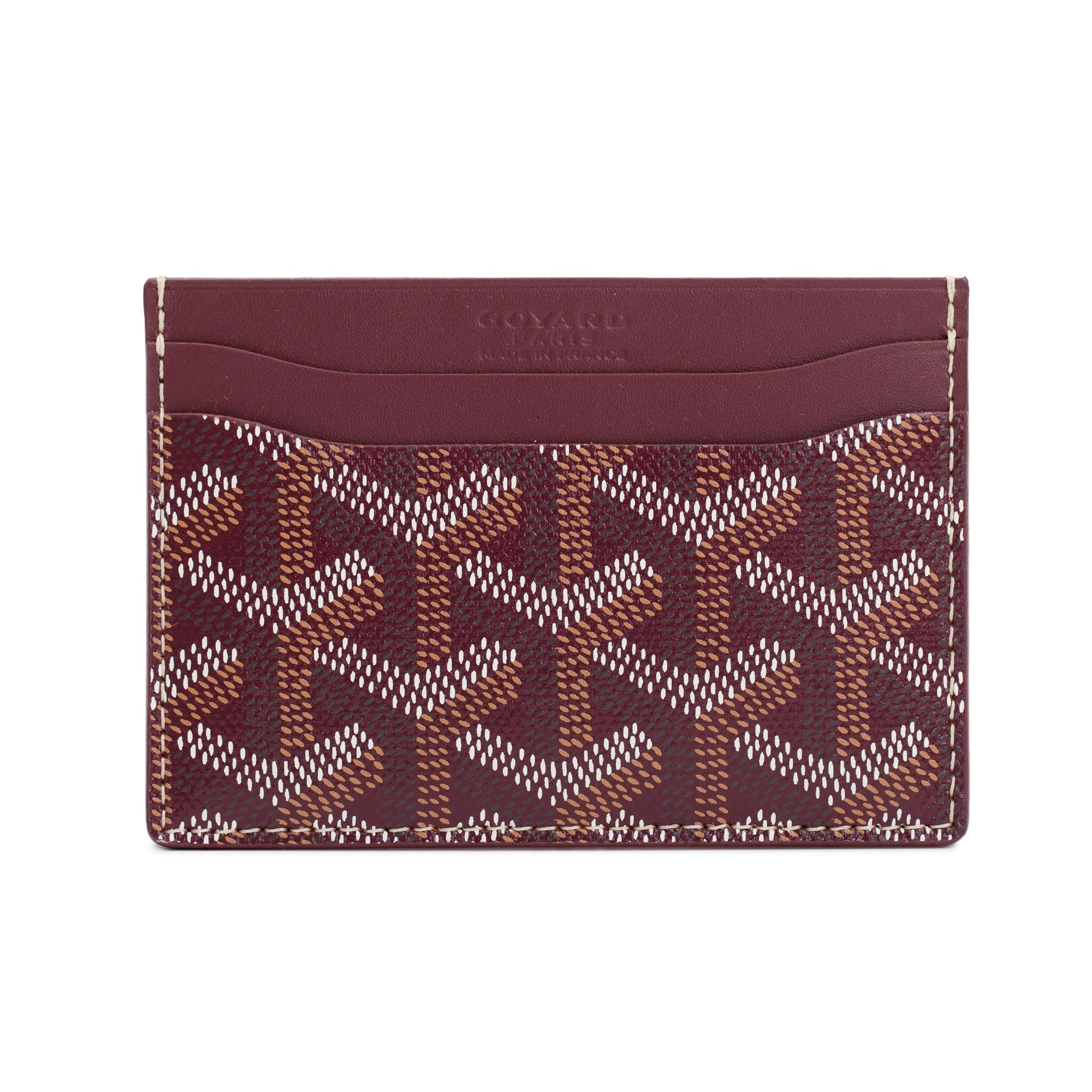 Goyard 2023 Burgundy Leather & Coated Canvas Saint Sulpice Card Holder w/ Box & Receipt