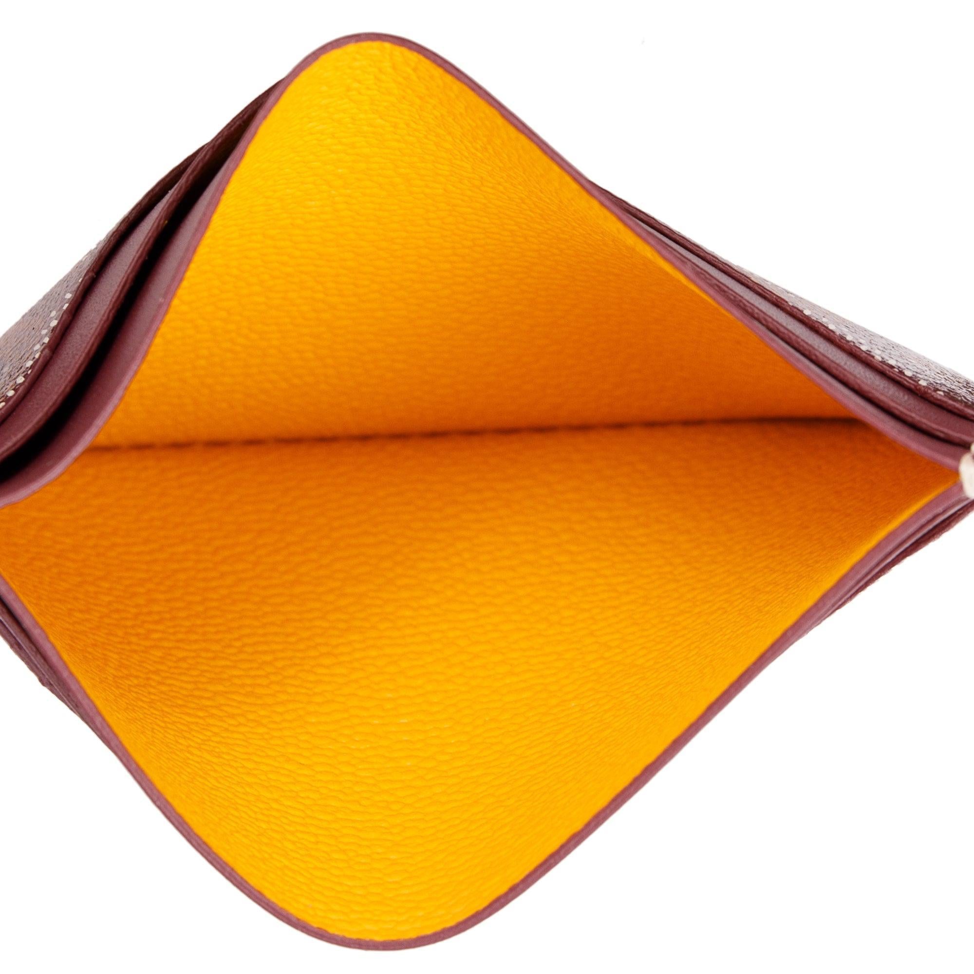 Goyard 2023 Burgundy Leather & Coated Canvas Saint Sulpice Card Holder w/ Box & Receipt