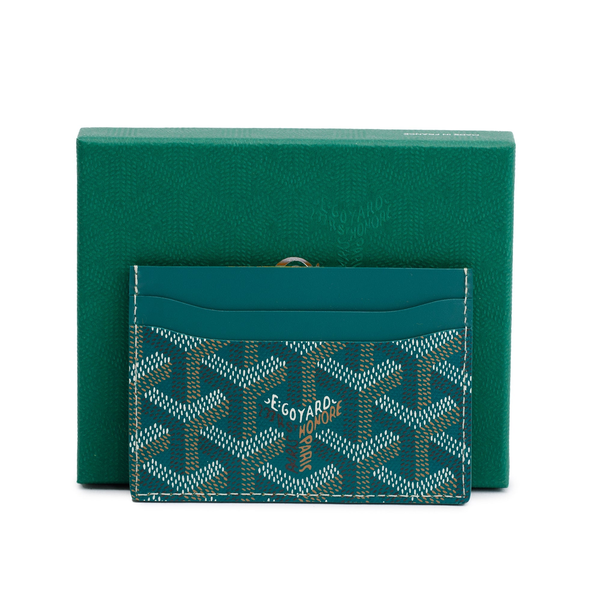 Goyard 2023 Green Leather & Coated Canvas Saint Sulpice Card Holder w/ Box