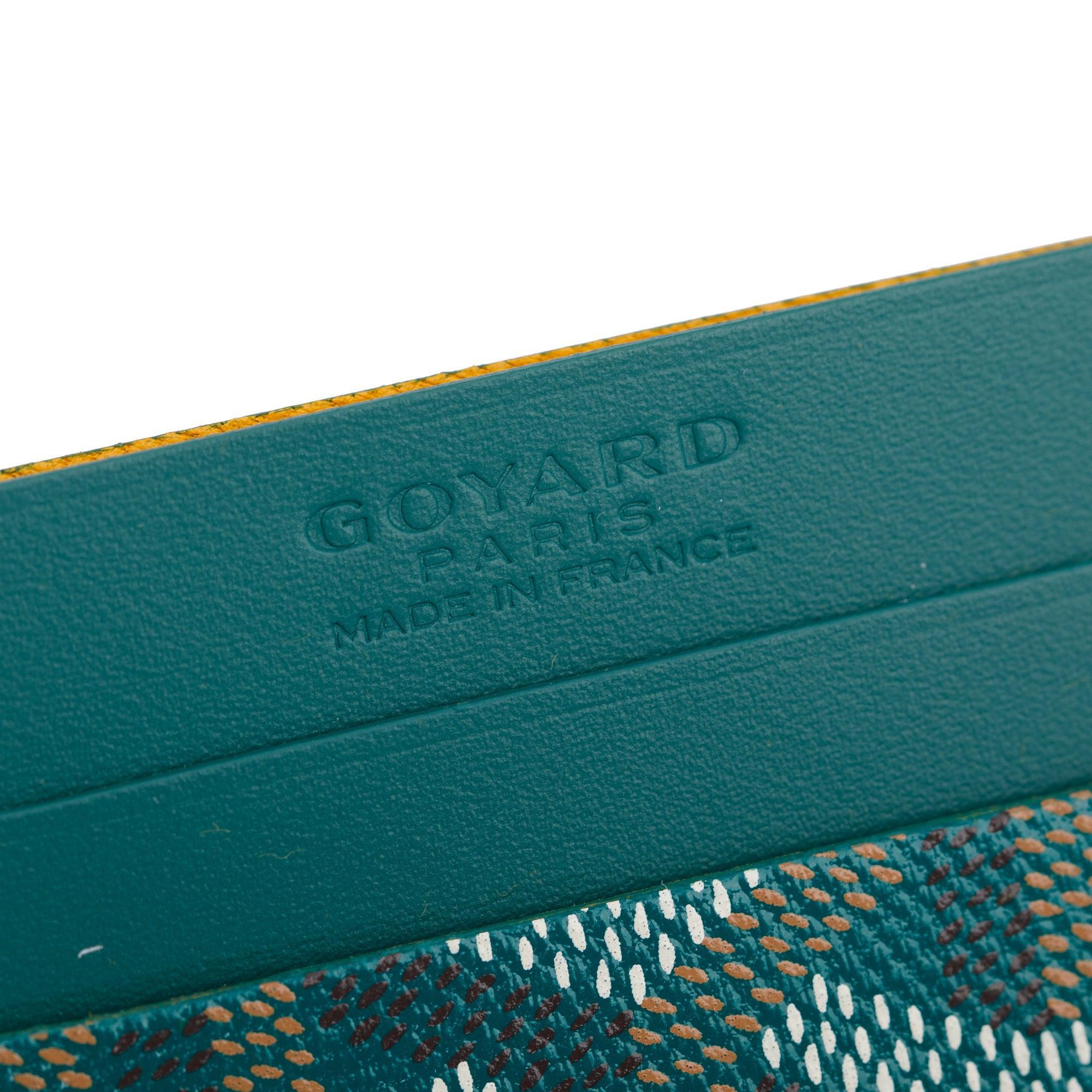 Goyard 2023 Green Leather & Coated Canvas Saint Sulpice Card Holder w/ Box