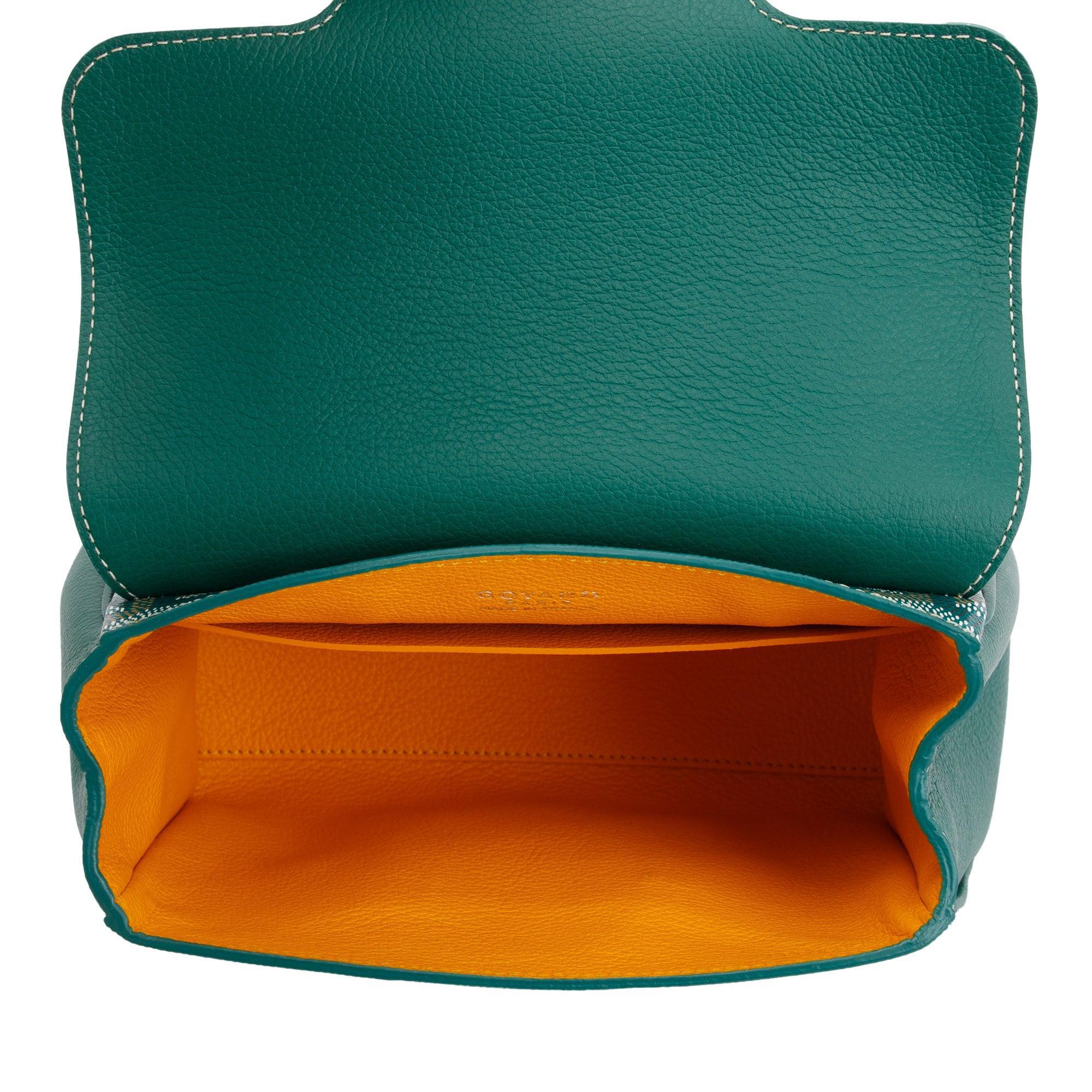 Goyard 2023 Green Leather & Goyardine Canvas Mini Saigon Bag w/ Strap & Receipt