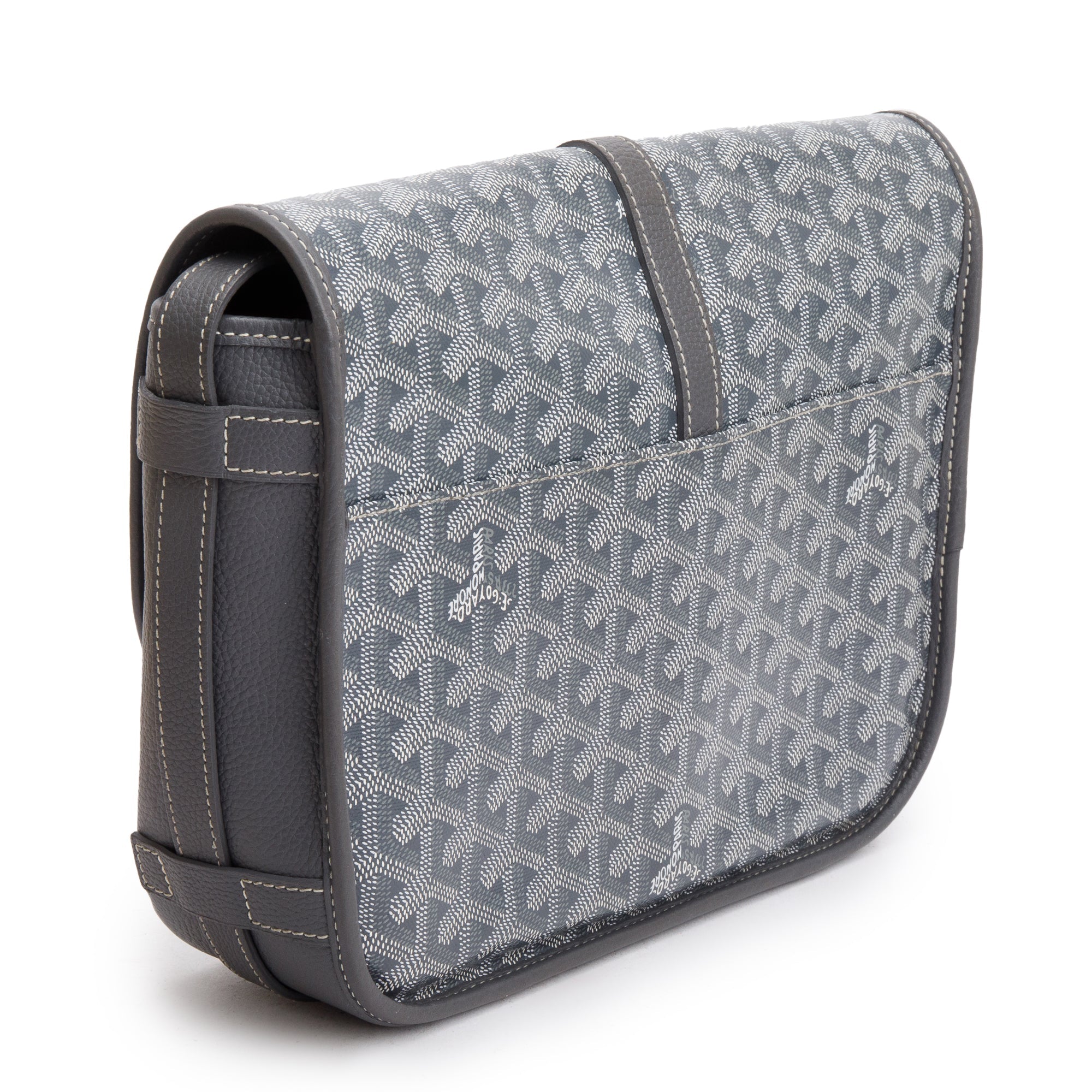 Goyard 2023 Grey Leather & Monogram Canvas Belvedere II MM Crossbody Bag