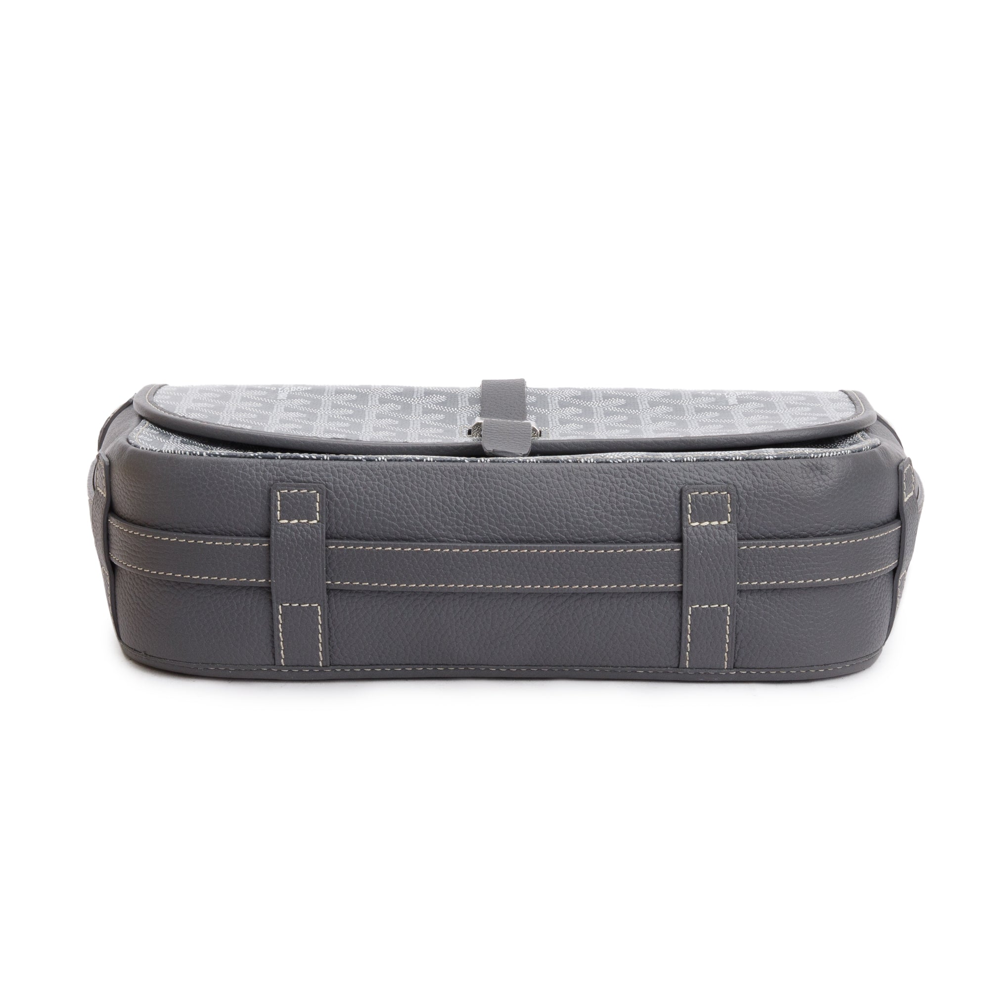 Goyard 2023 Grey Leather & Monogram Canvas Belvedere II MM Crossbody Bag