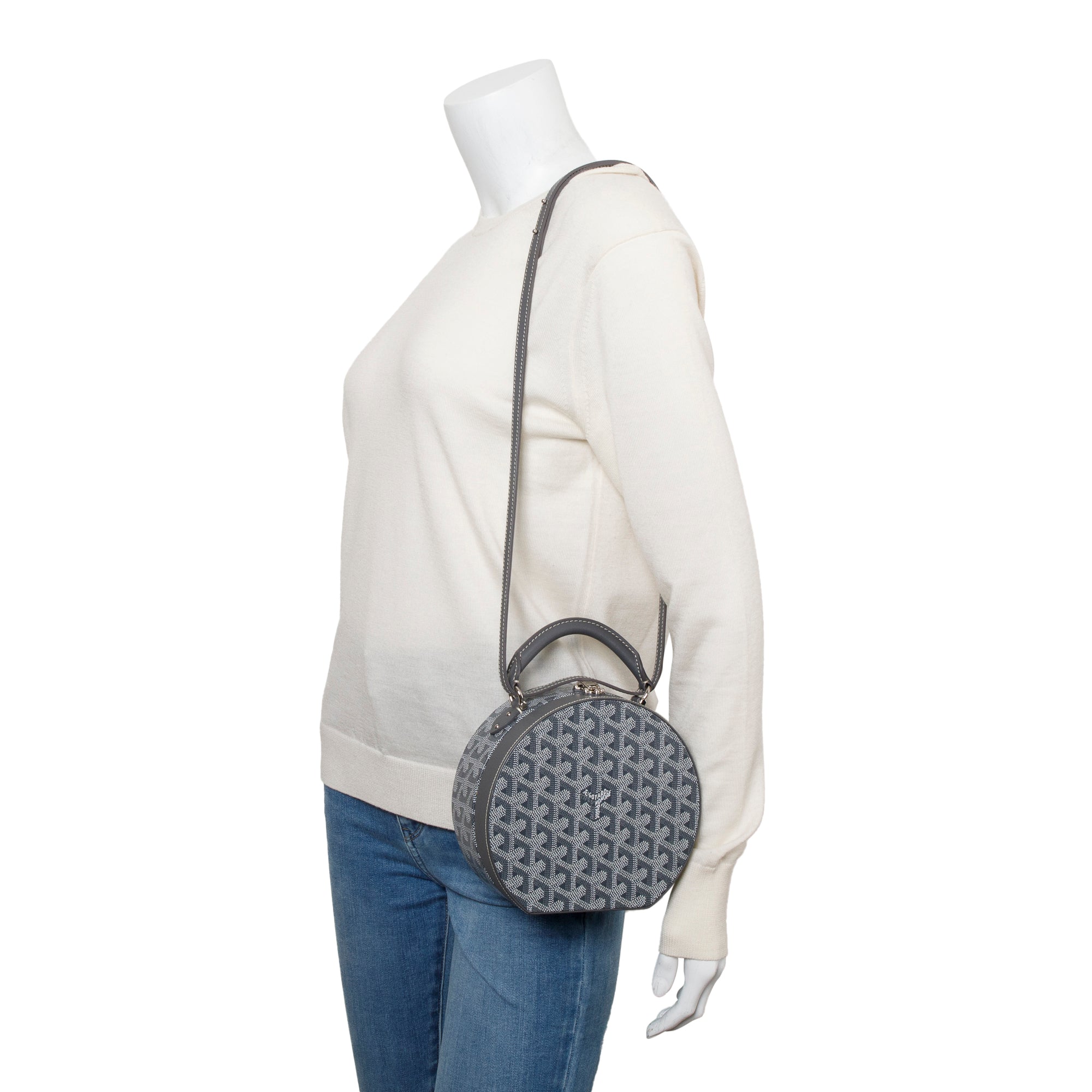 Goyard 2023 Grey Monogram Canvas Alto Hatbox Trunk Bag w/ Strap