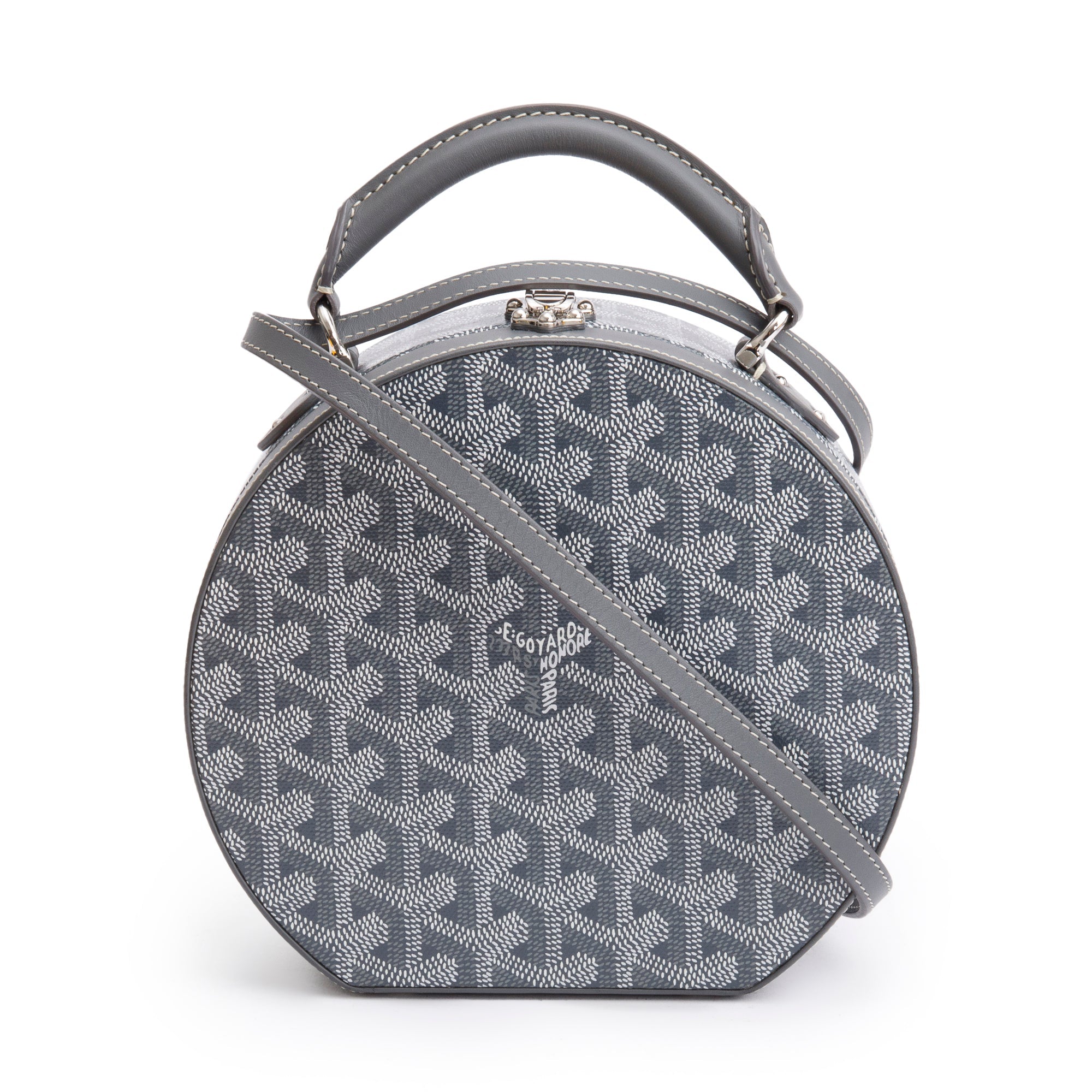 Goyard 2023 Grey Monogram Canvas Alto Hatbox Trunk Bag w/ Strap