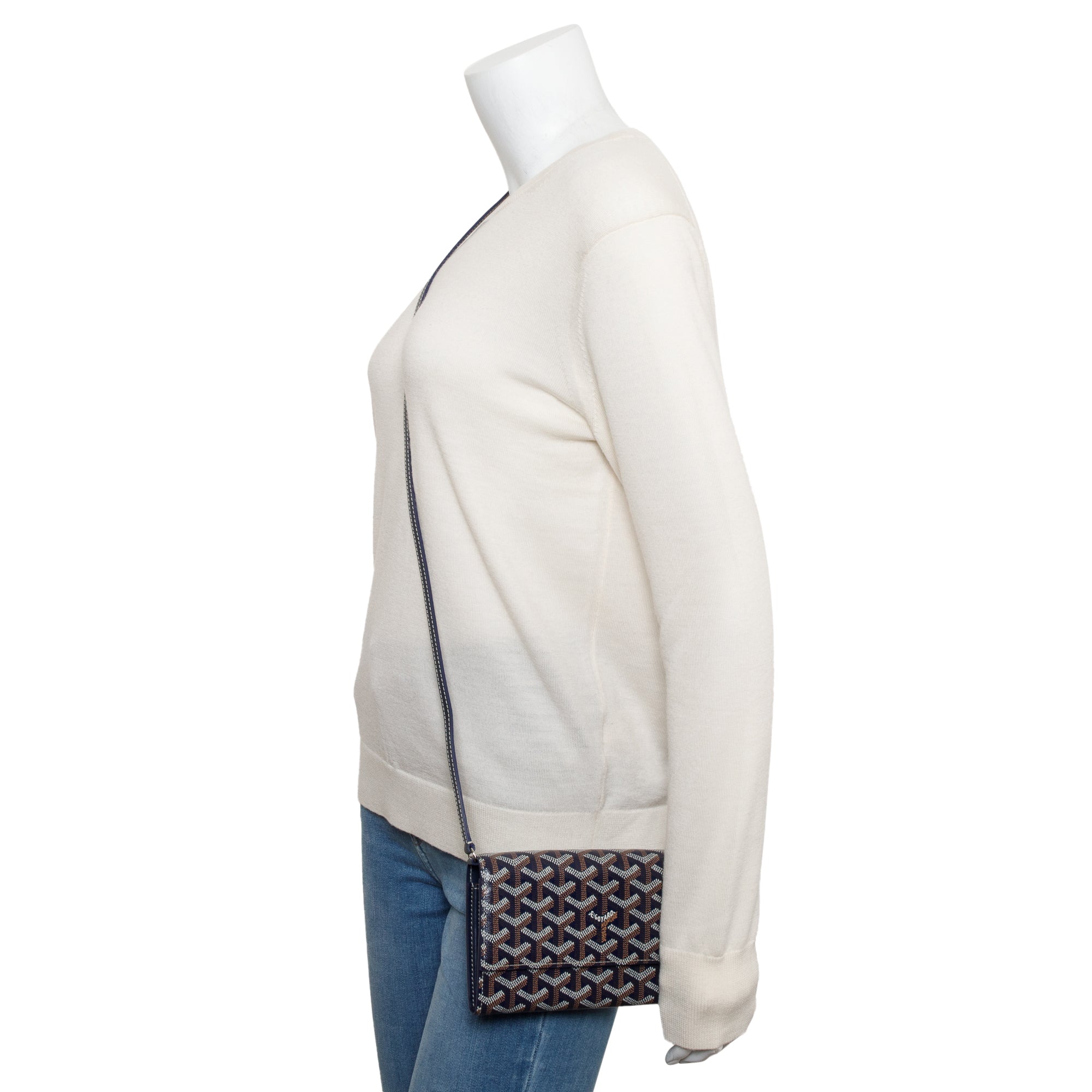 Goyard 2024 Blue Monogram Canvas Varenne Wallet Crossbody Bag