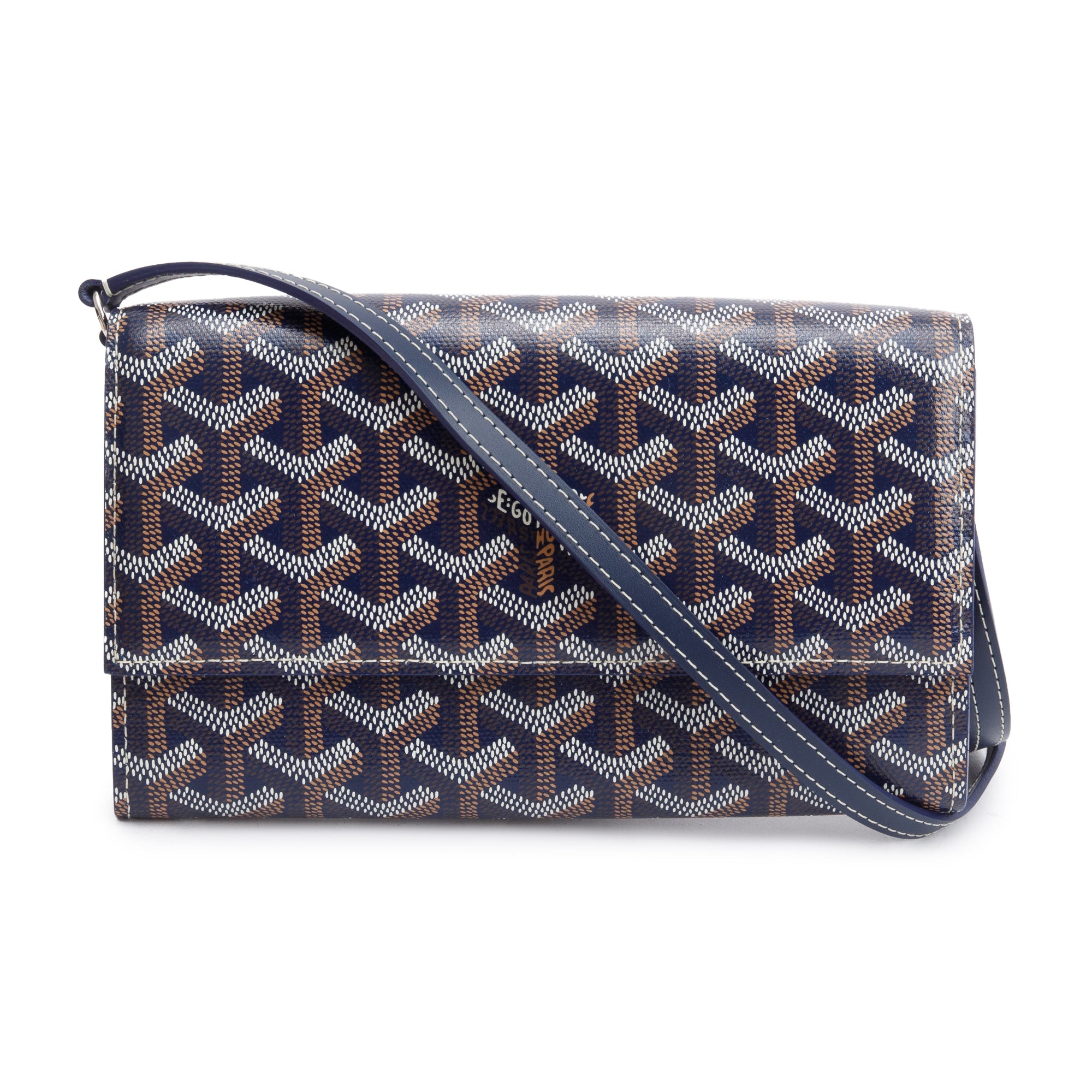 Goyard 2024 Blue Monogram Canvas Varenne Wallet Crossbody Bag