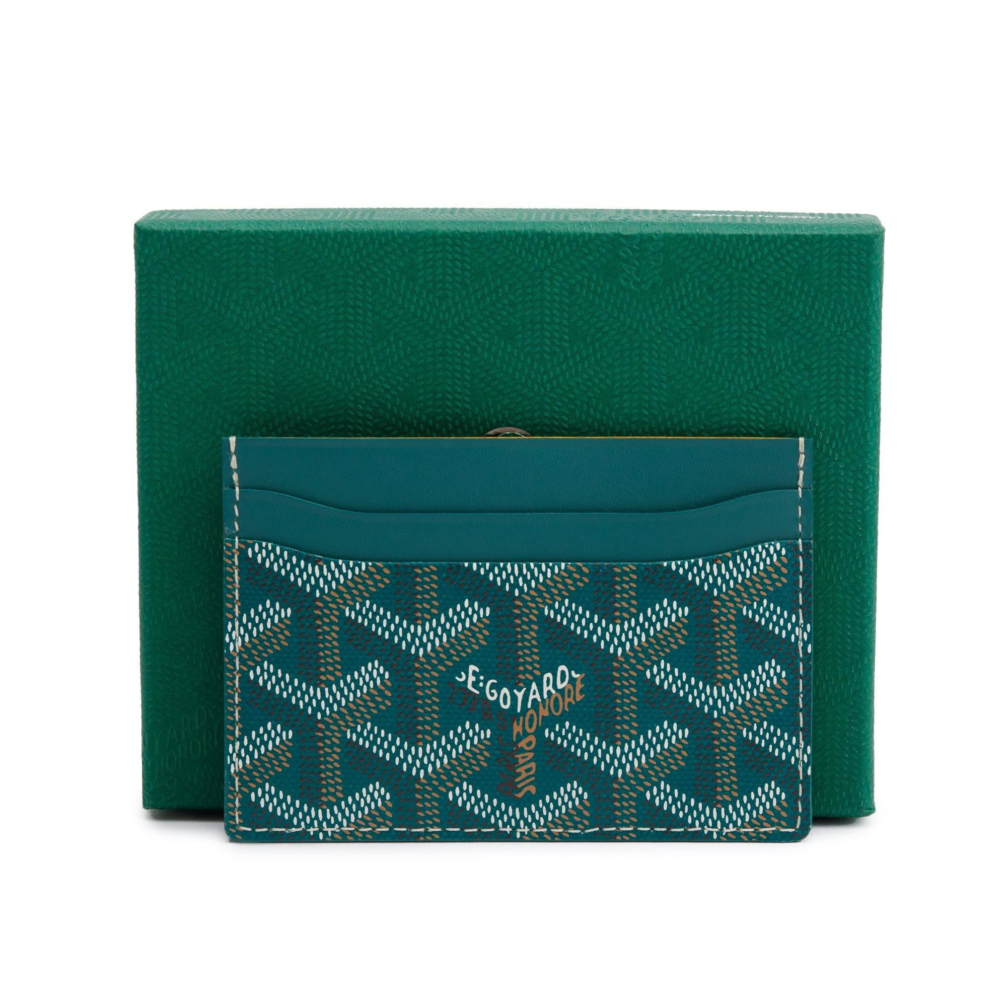 Goyard 2024 Green Leather & Coated Canvas Saint Sulpice Card Holder w/ Box