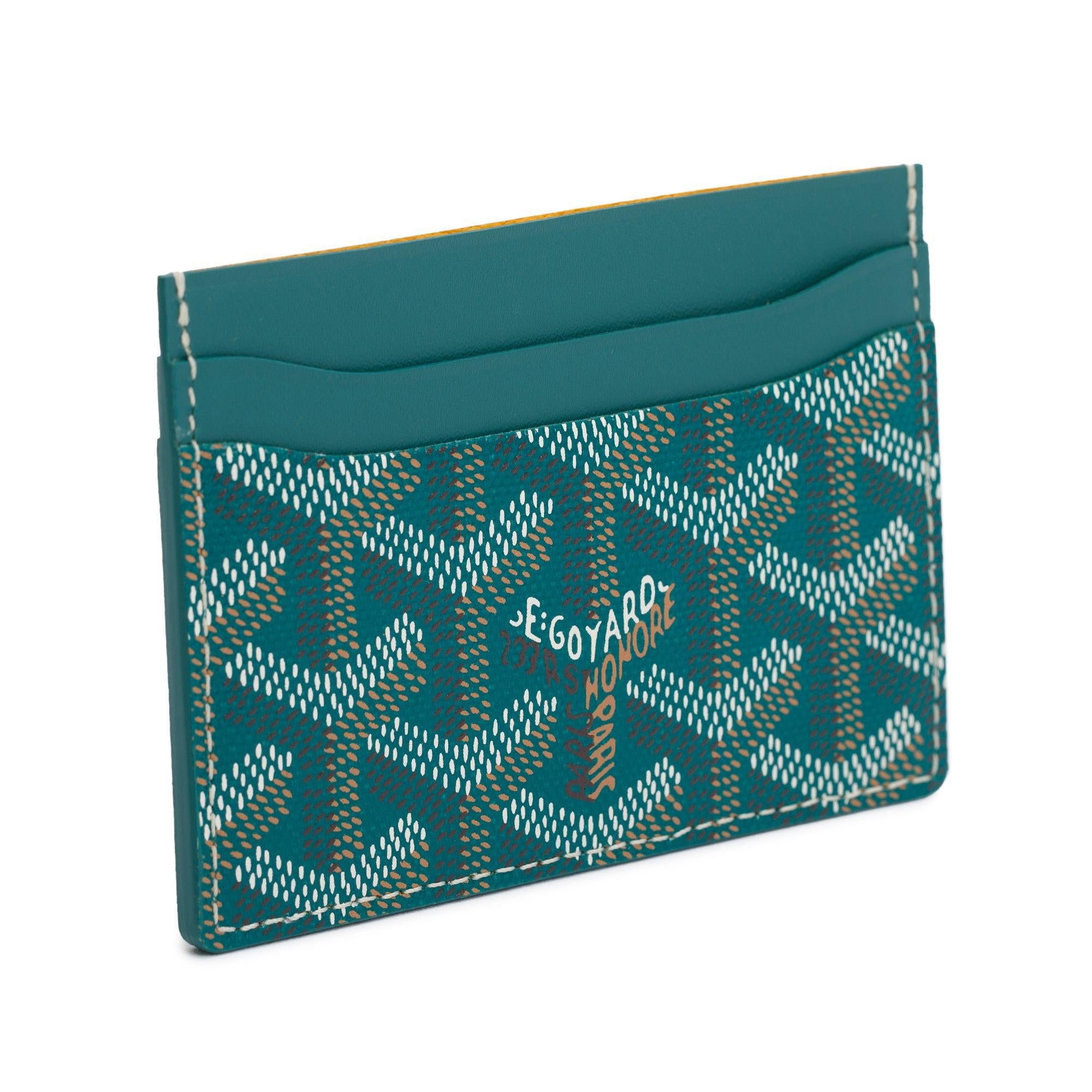 Goyard 2024 Green Leather & Coated Canvas Saint Sulpice Card Holder w/ Box