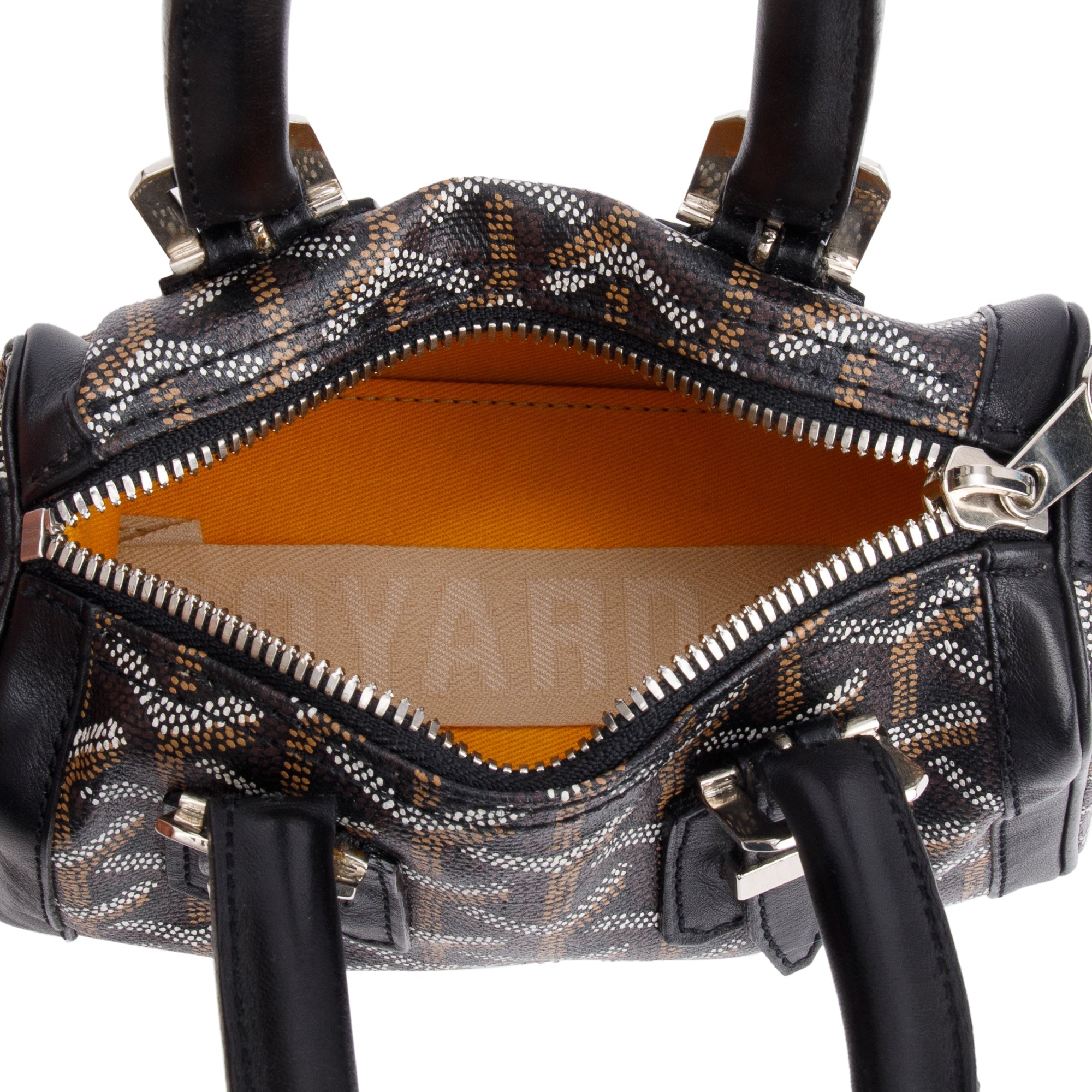 Goyard Black Leather & Monogram Canvas Mini Croisiere Crossbody Bag