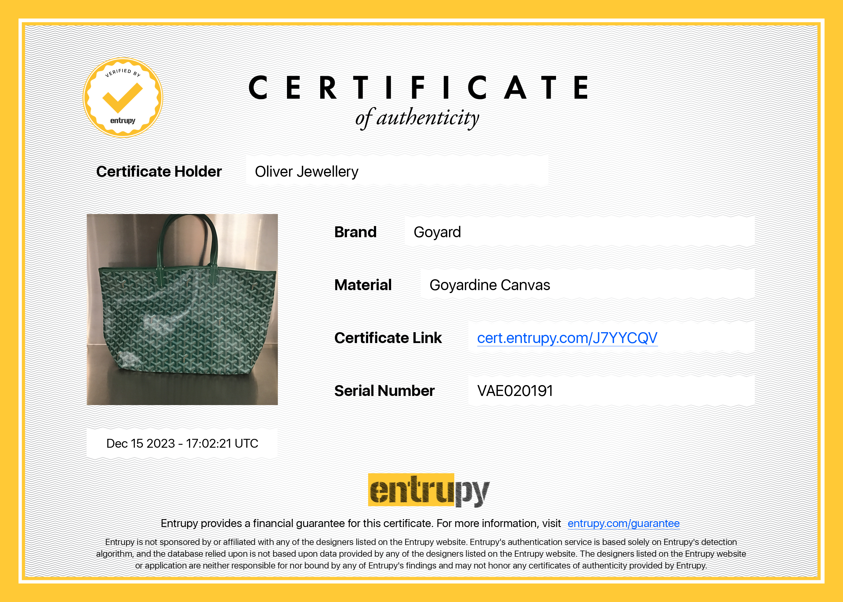 Goyard Green Monogram Canvas Saint Louis Tote PM w/ Pouch & Receipt