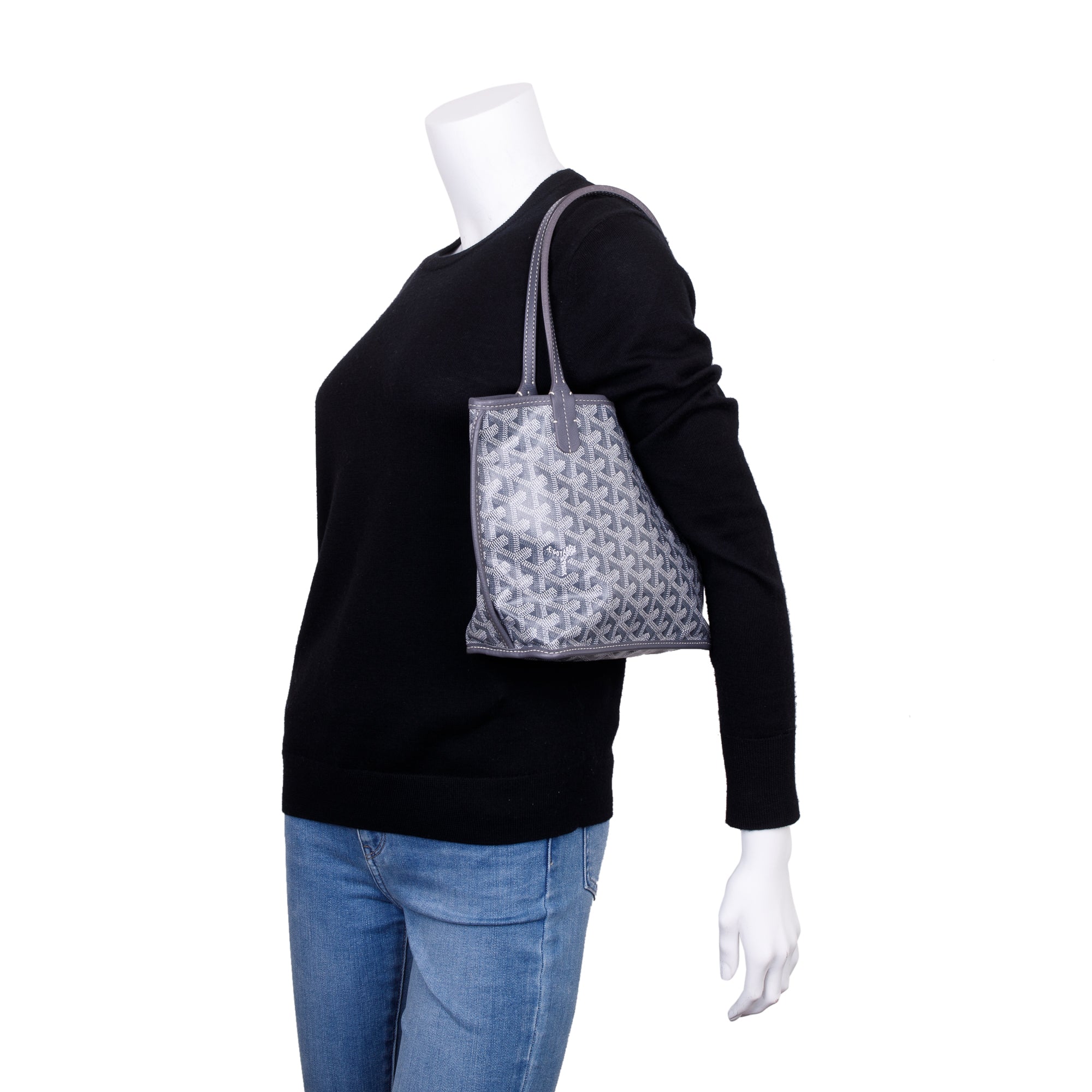 Goyard Grey Coated Canvas Mini Reversible Anjou w/ Pouch