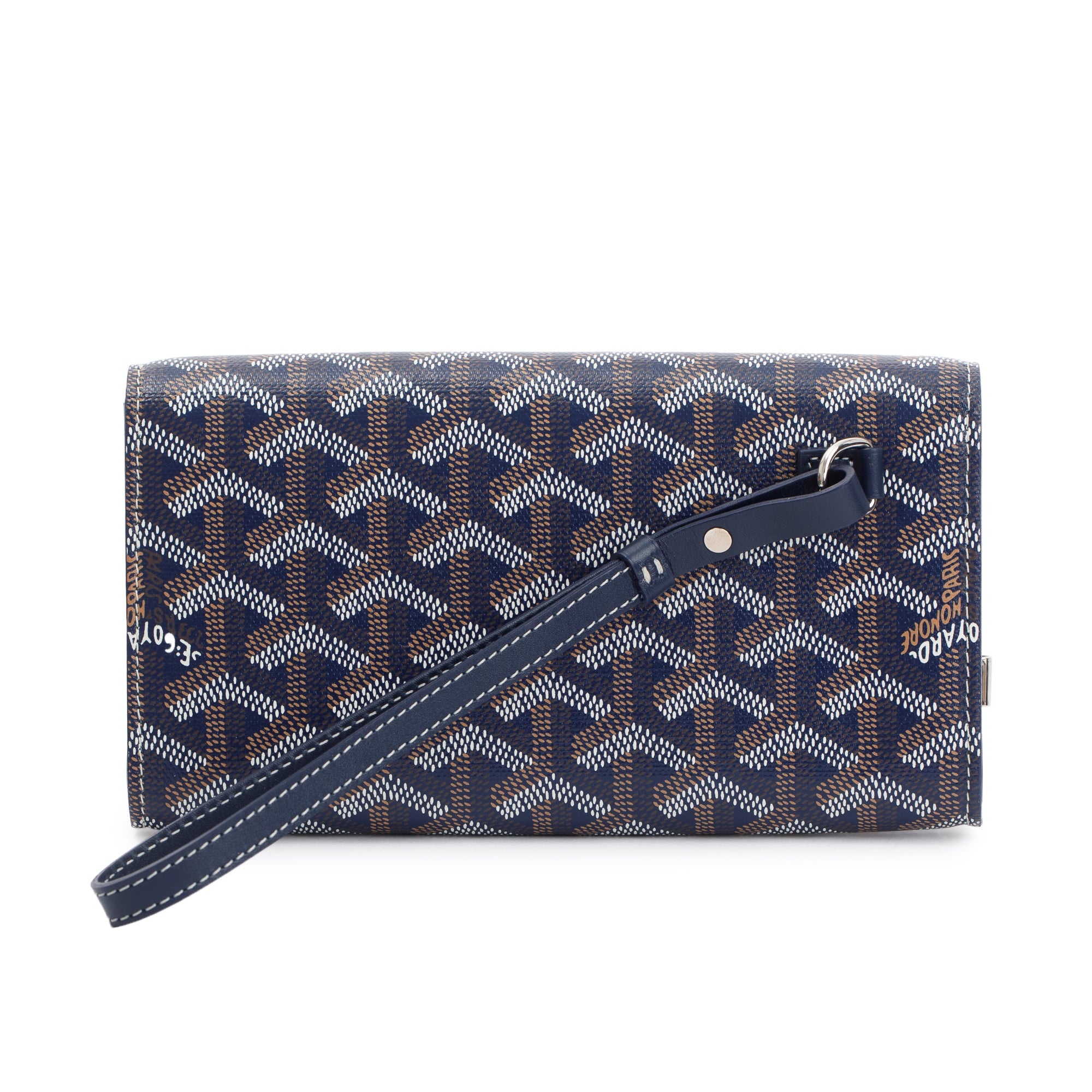 Goyard Navy Goyardine Monte Carlo Bois Clutch w/ Strap