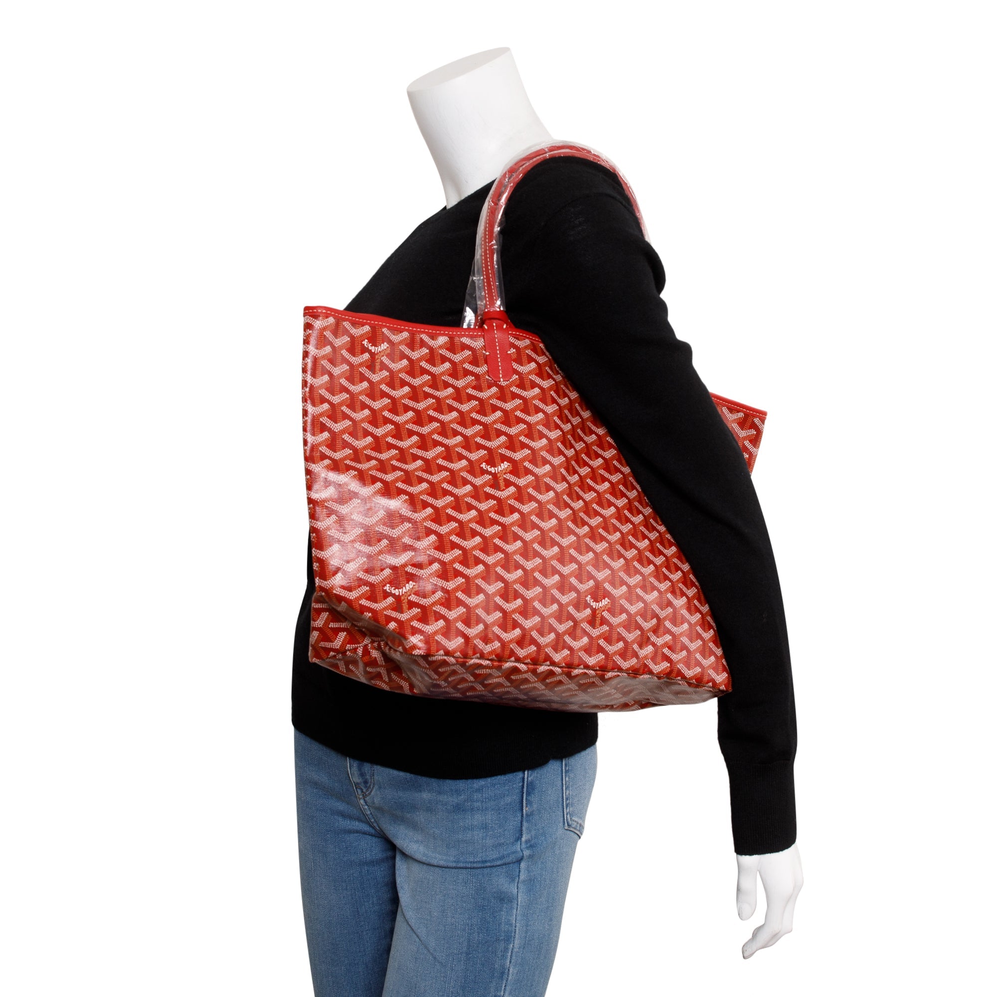Goyard Red Monogram Canvas Saint Louis Tote PM w/ Pouch