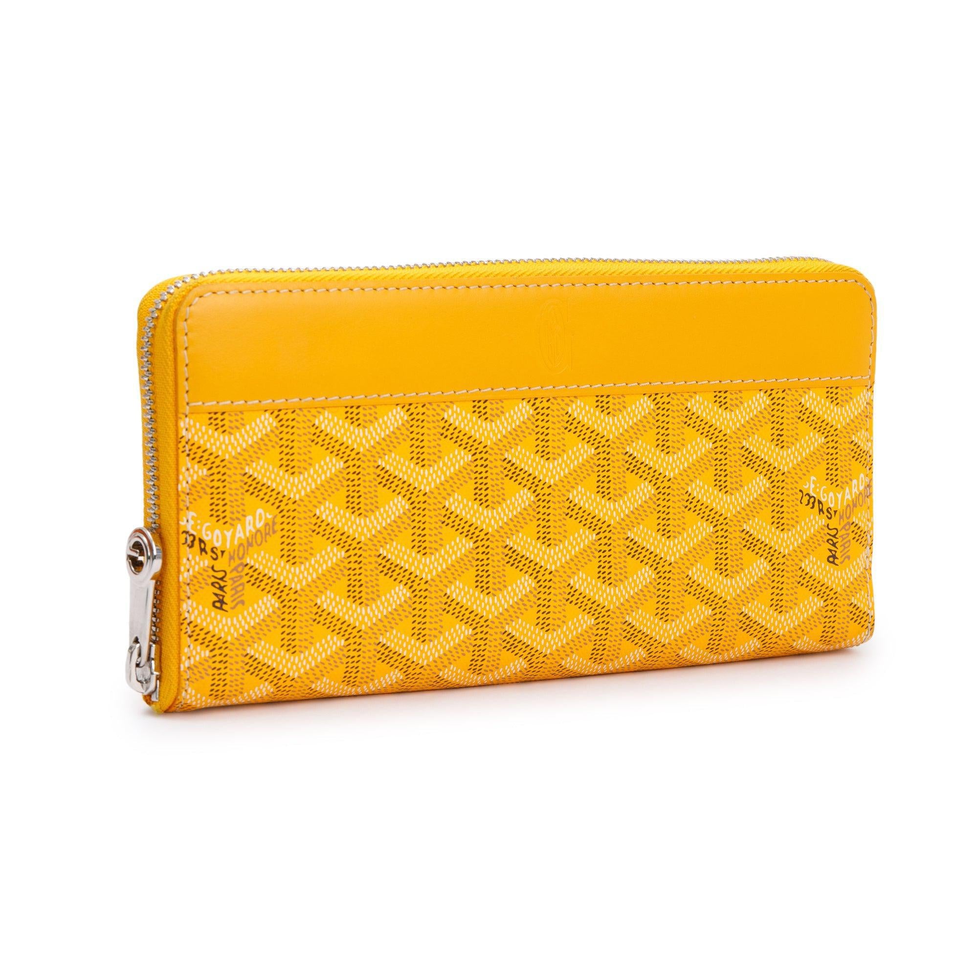 Goyard Yellow Goyardine Matignon GM Zippy Wallet w/ Box