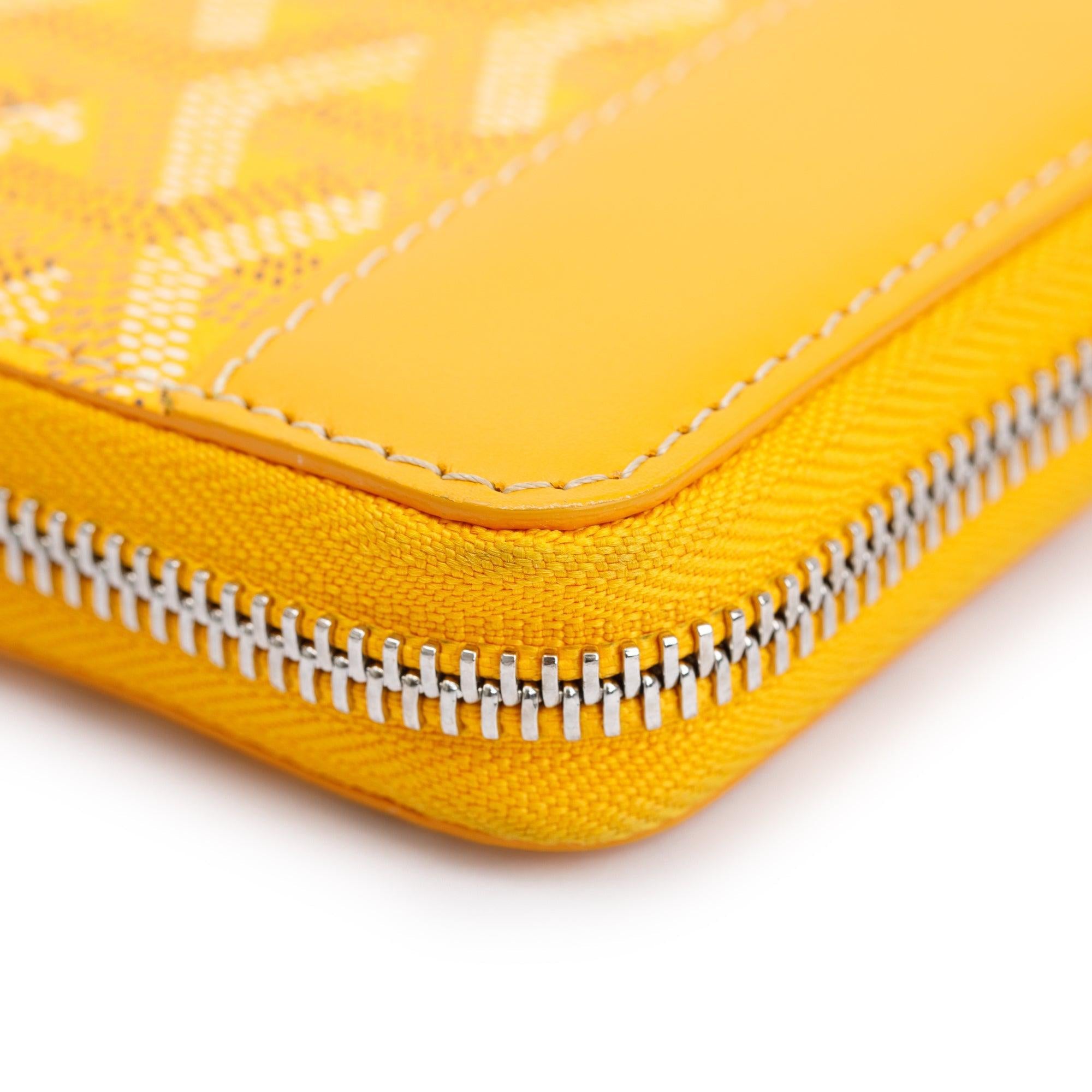 Goyard Yellow Goyardine Matignon GM Zippy Wallet w/ Box