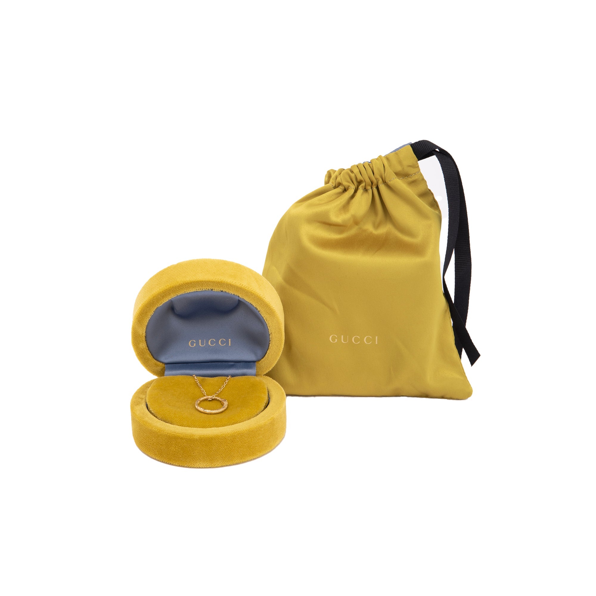 Gucci 18k Gold Ouroboros Snake Ring Pendant Necklace w/ Box