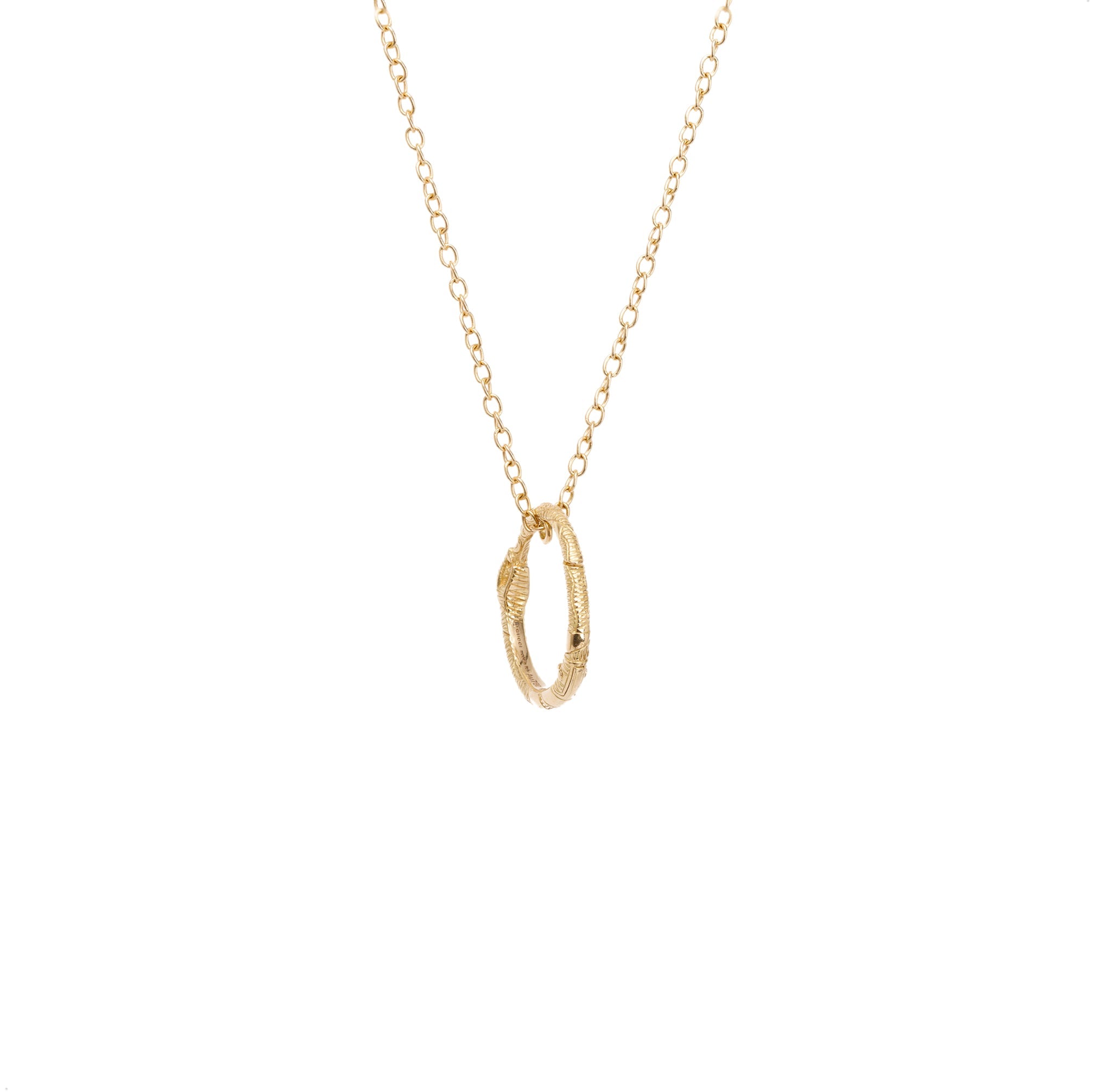 Gucci 18k Gold Ouroboros Snake Ring Pendant Necklace w/ Box