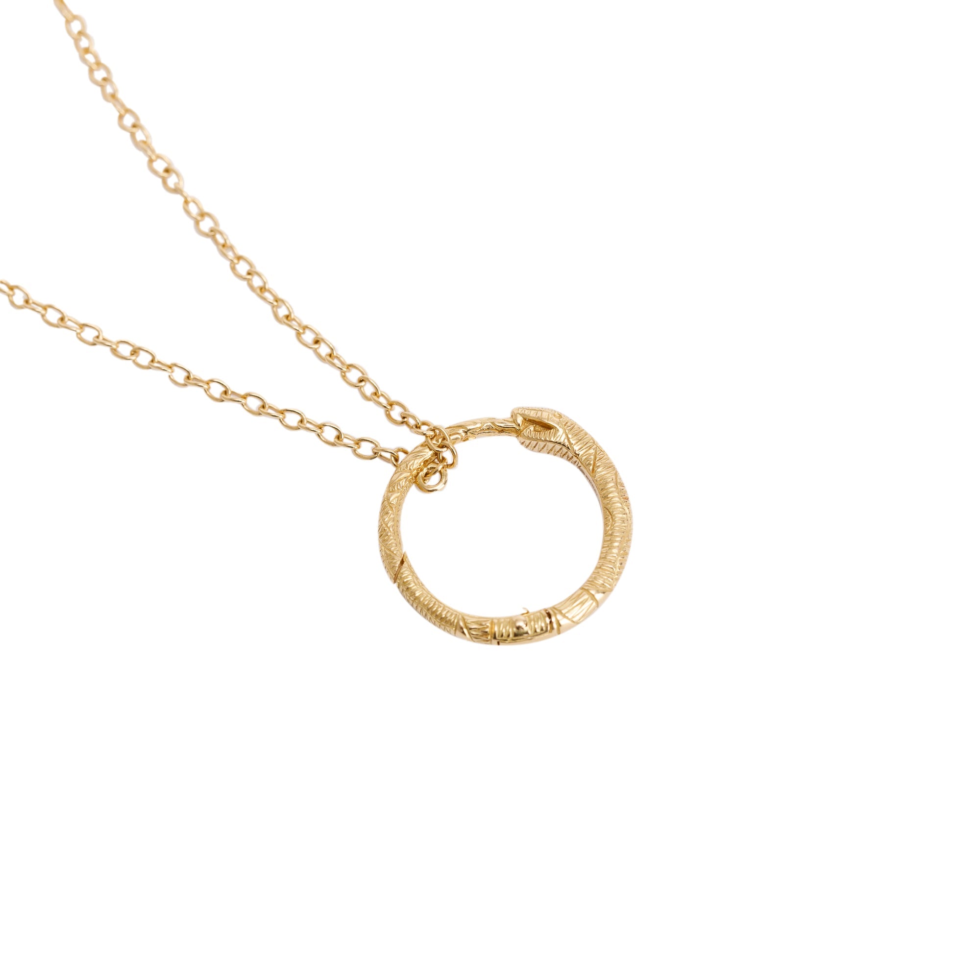 Gucci 18k Gold Ouroboros Snake Ring Pendant Necklace w/ Box
