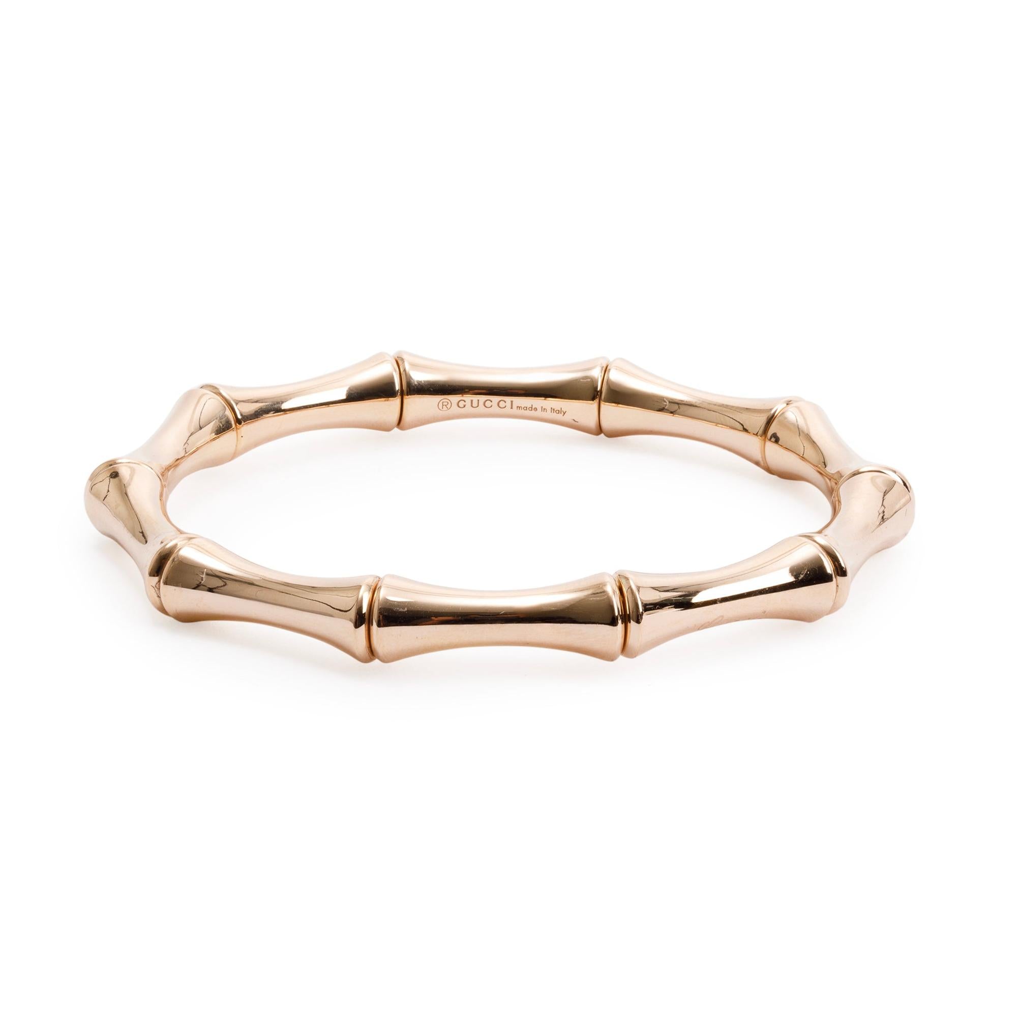 Gucci 18k Rose Gold Bamboo Bangle Bracelet