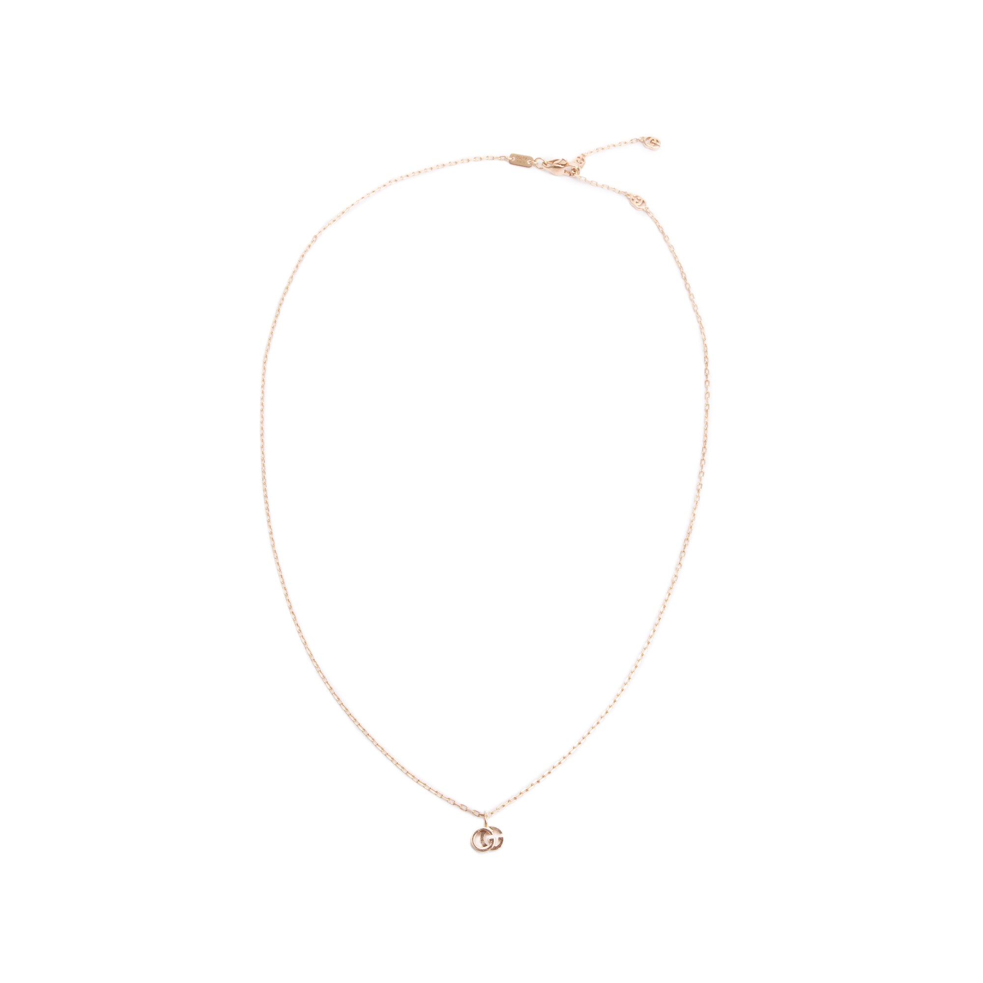 Gucci 18k Rose Gold Running GG Pendant Necklace