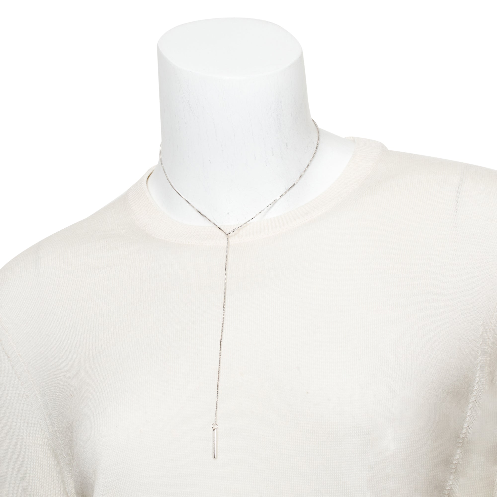 Gucci 18k White Gold Logo Lariat Necklace