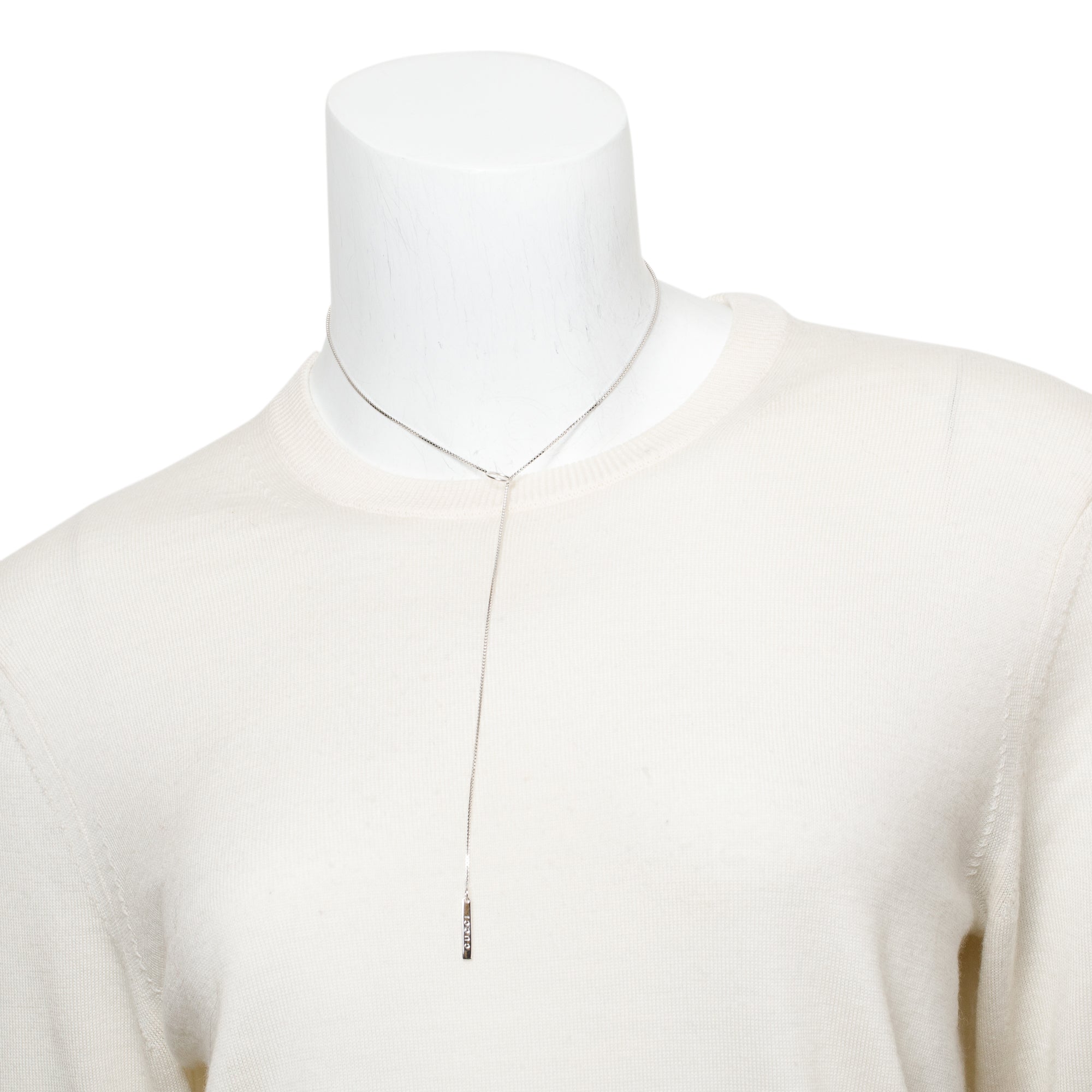 Gucci 18k White Gold Logo Lariat Necklace