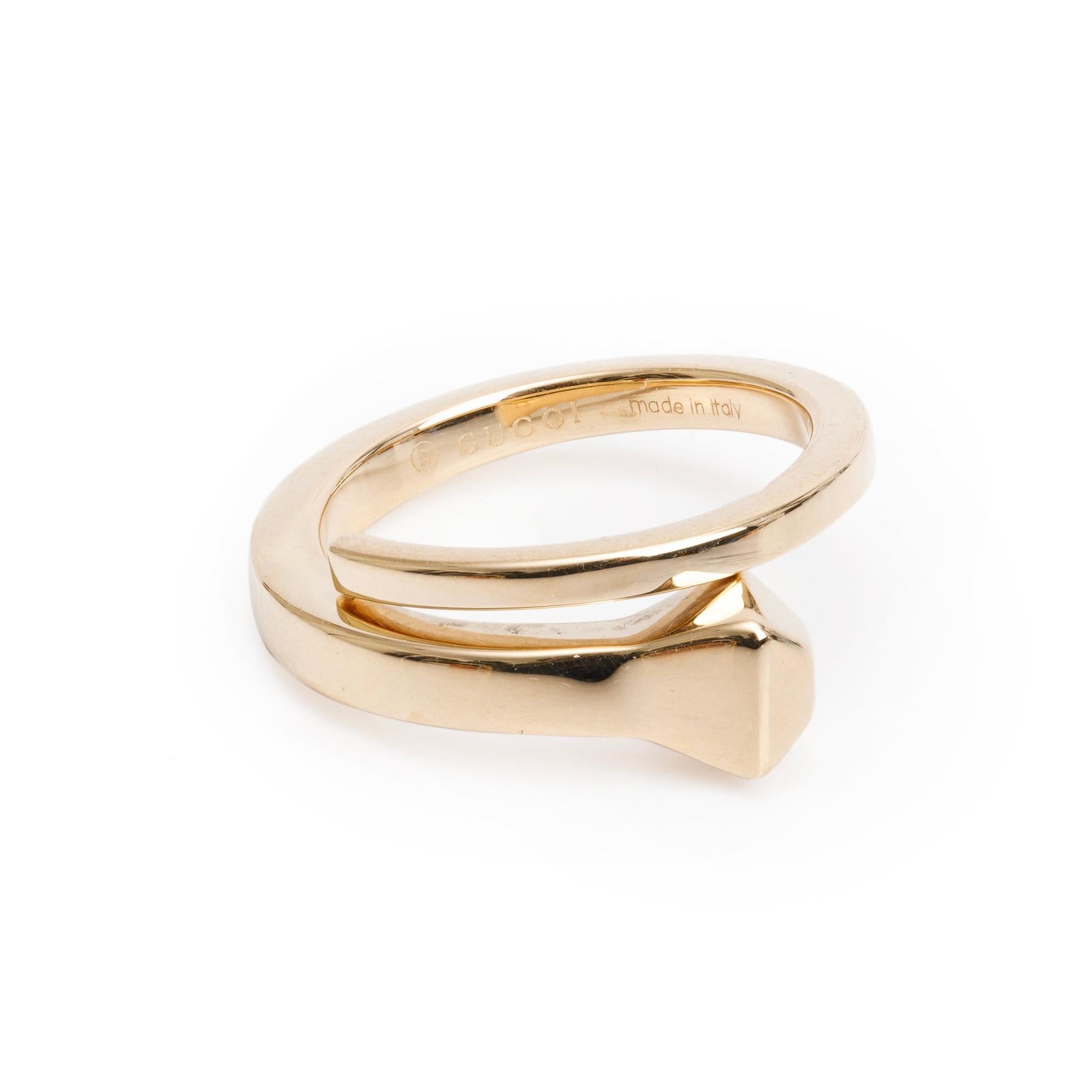 Gucci 18k Yellow Gold Chiodo Nail Ring, Size 13 6.5